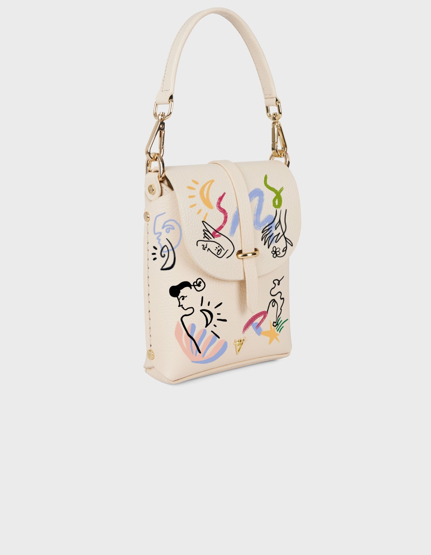 Hiva Atelier | Astrum Shoulder Bag - Hand-Painted Bone Dream Echoes | Beautiful and Versatile Leather Accessories