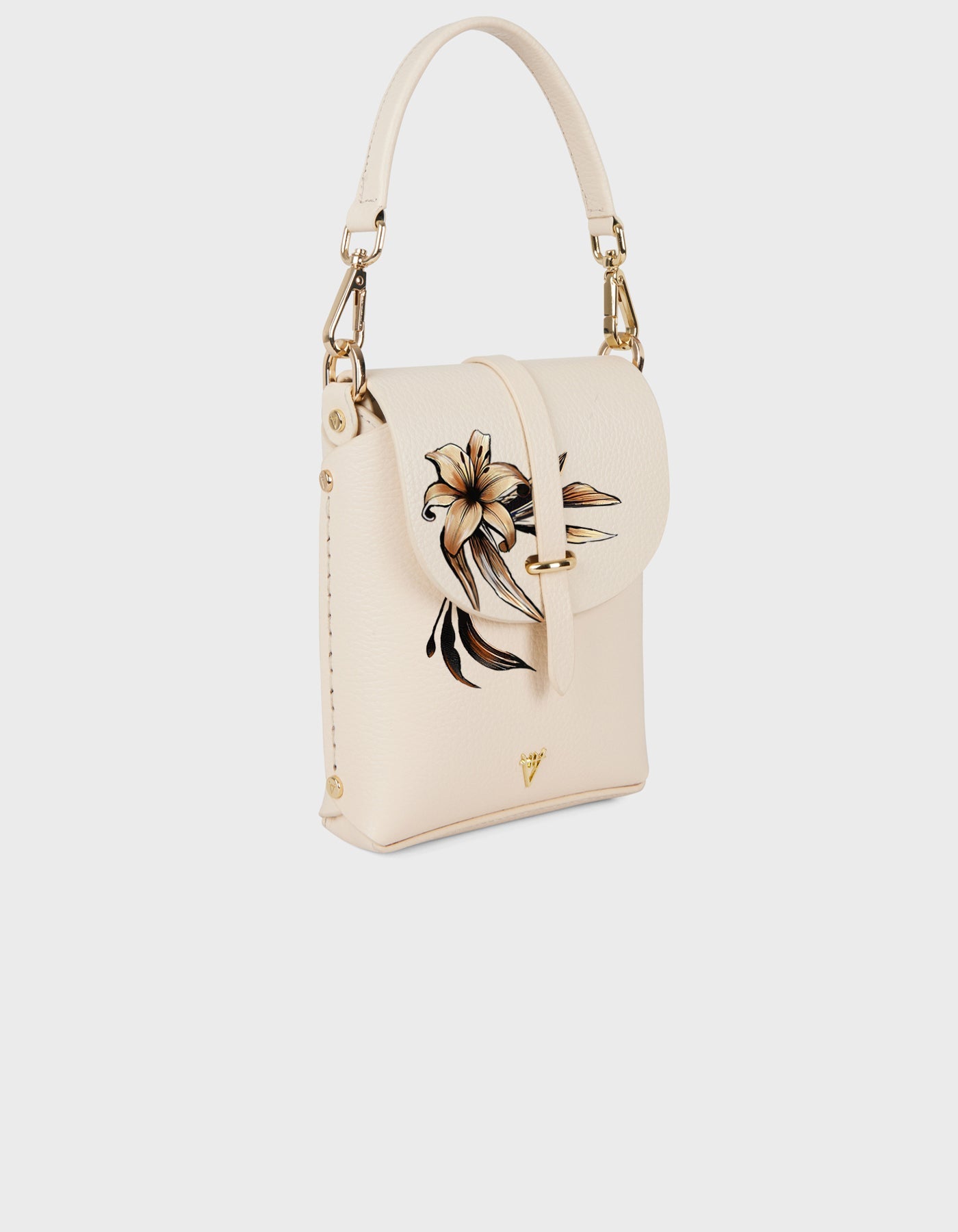 Hiva Atelier | Astrum Shoulder Bag - Hand-Painted Bone Lily | Beautiful and Versatile Leather Accessories