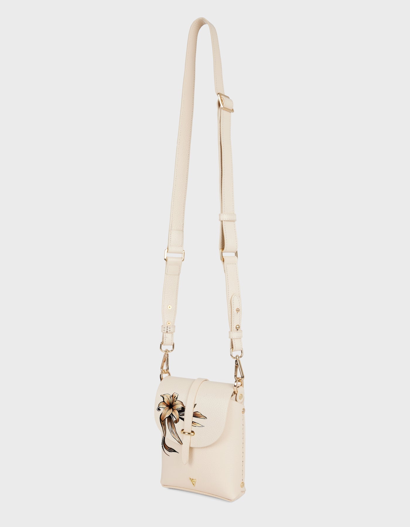 Hiva Atelier | Astrum Shoulder Bag - Hand-Painted Bone Lily | Beautiful and Versatile Leather Accessories