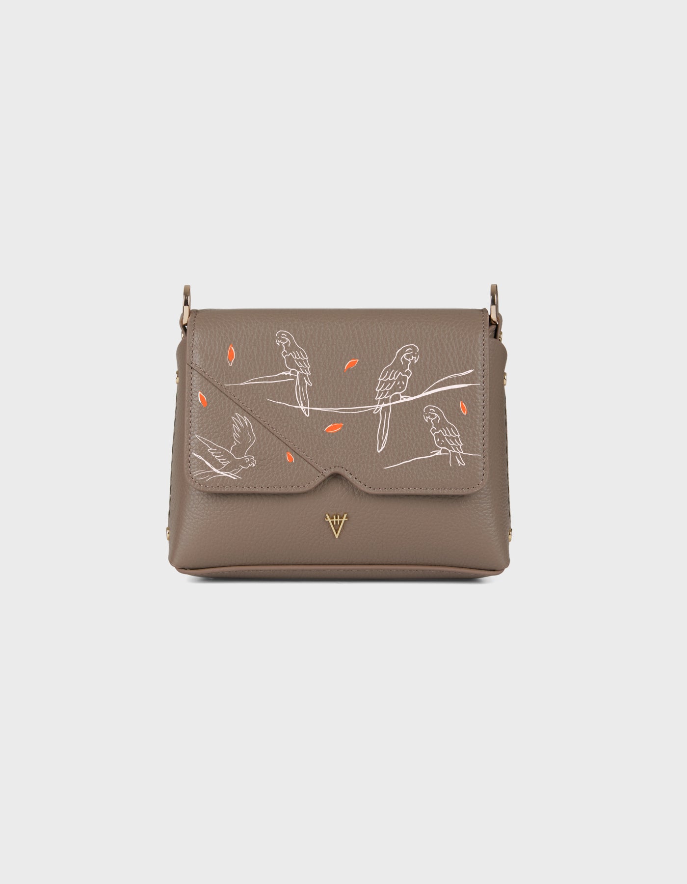 HiVa Atelier | Mare Shoulder Bag - Hand-Painted Mink Parrots | Beautiful and Versatile Leather Accessories