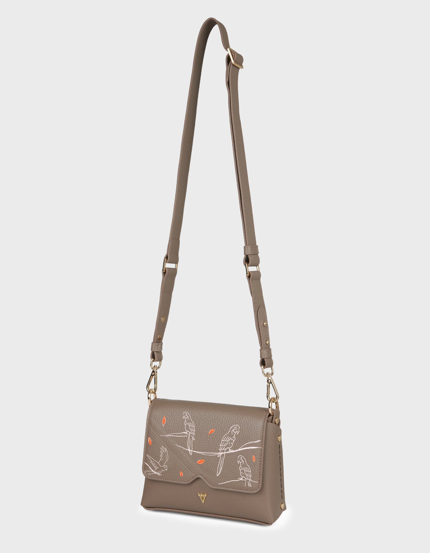 HiVa Atelier | Mare Shoulder Bag - Hand-Painted Mink Parrots | Beautiful and Versatile Leather Accessories