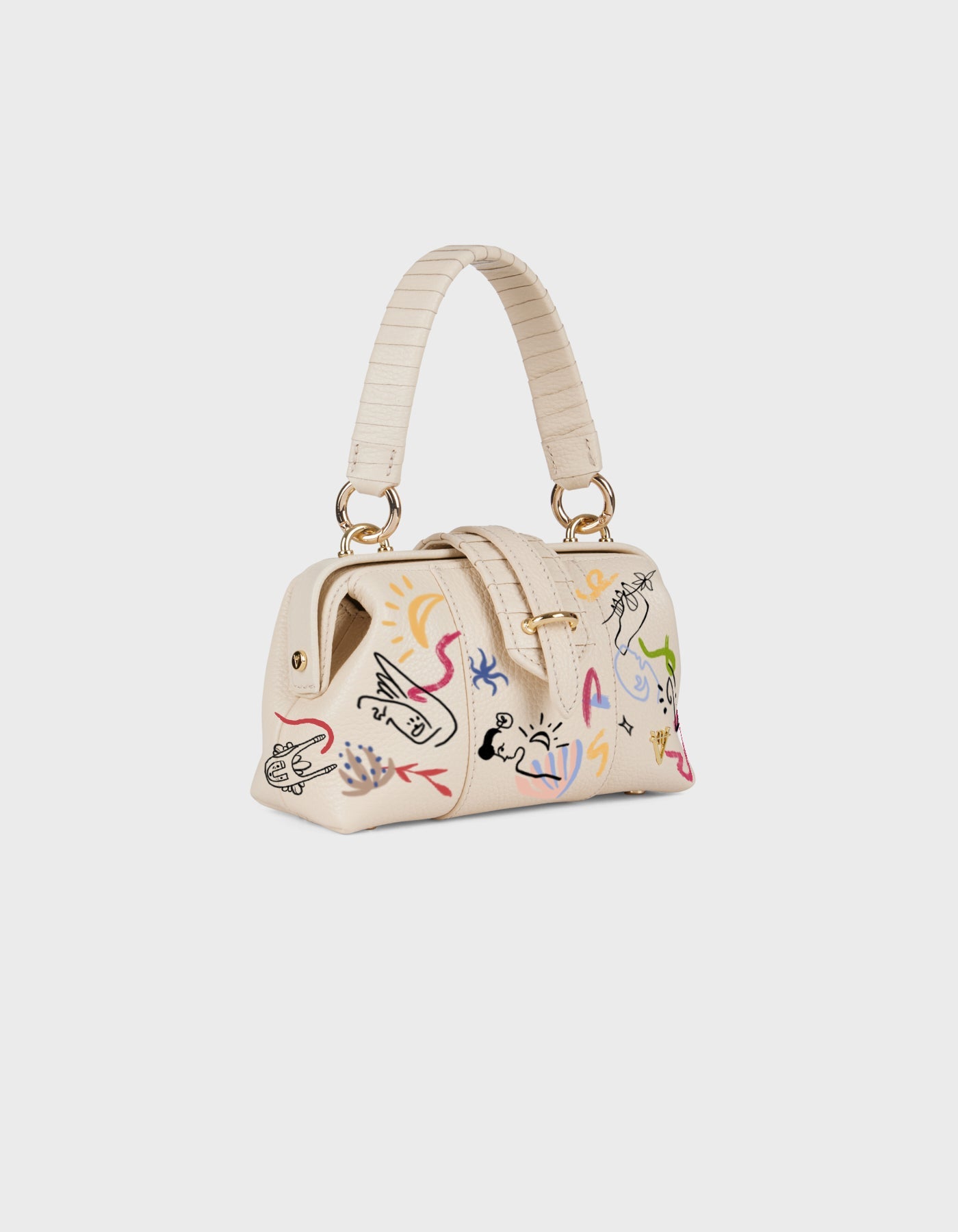 HiVa Atelier | Mini Nubes Doctor Bag - Hand-Painted Bone Dream Echoes | Beautiful and Versatile Leather Accessories