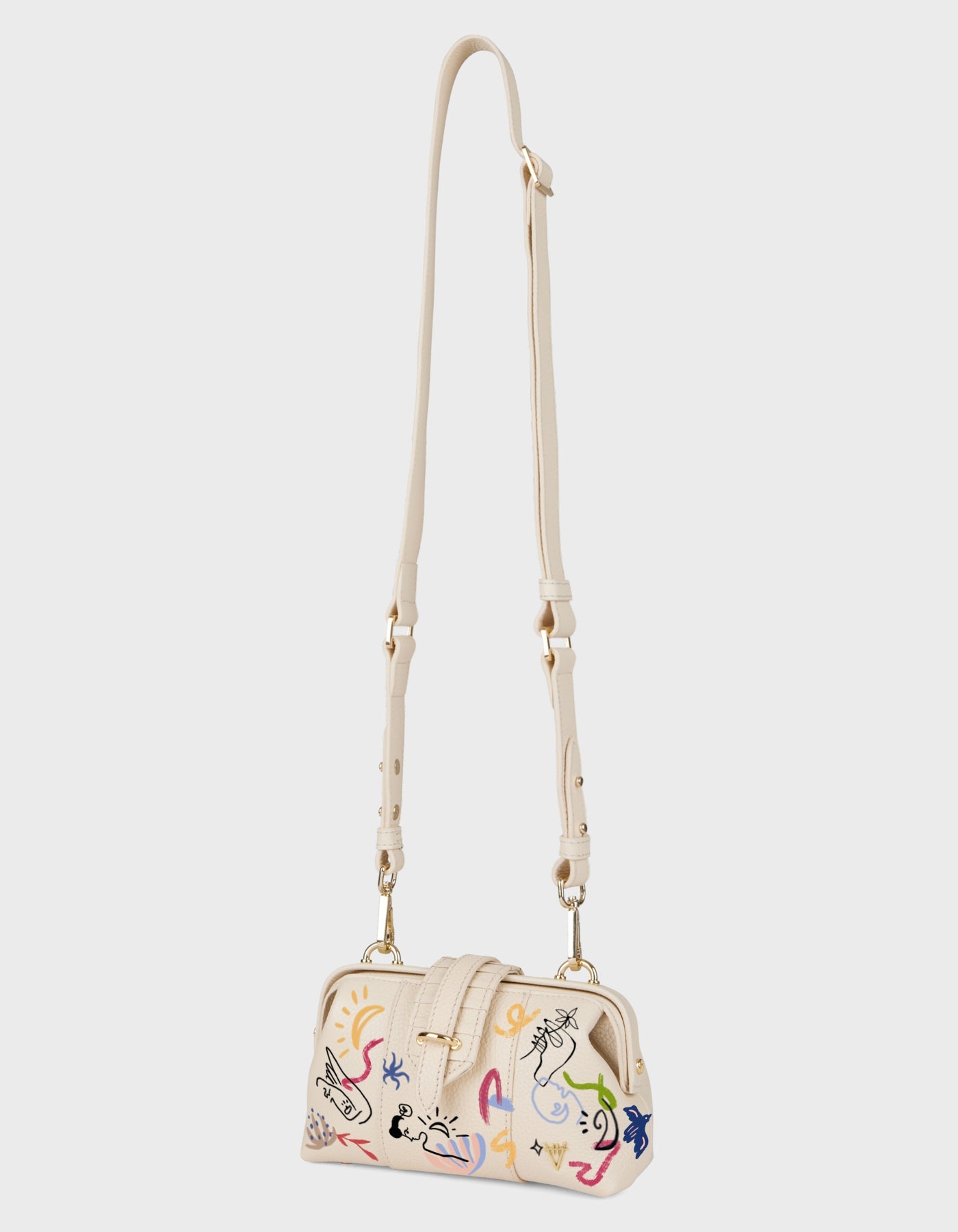 HiVa Atelier | Mini Nubes Doctor Bag - Hand-Painted Bone Dream Echoes | Beautiful and Versatile Leather Accessories