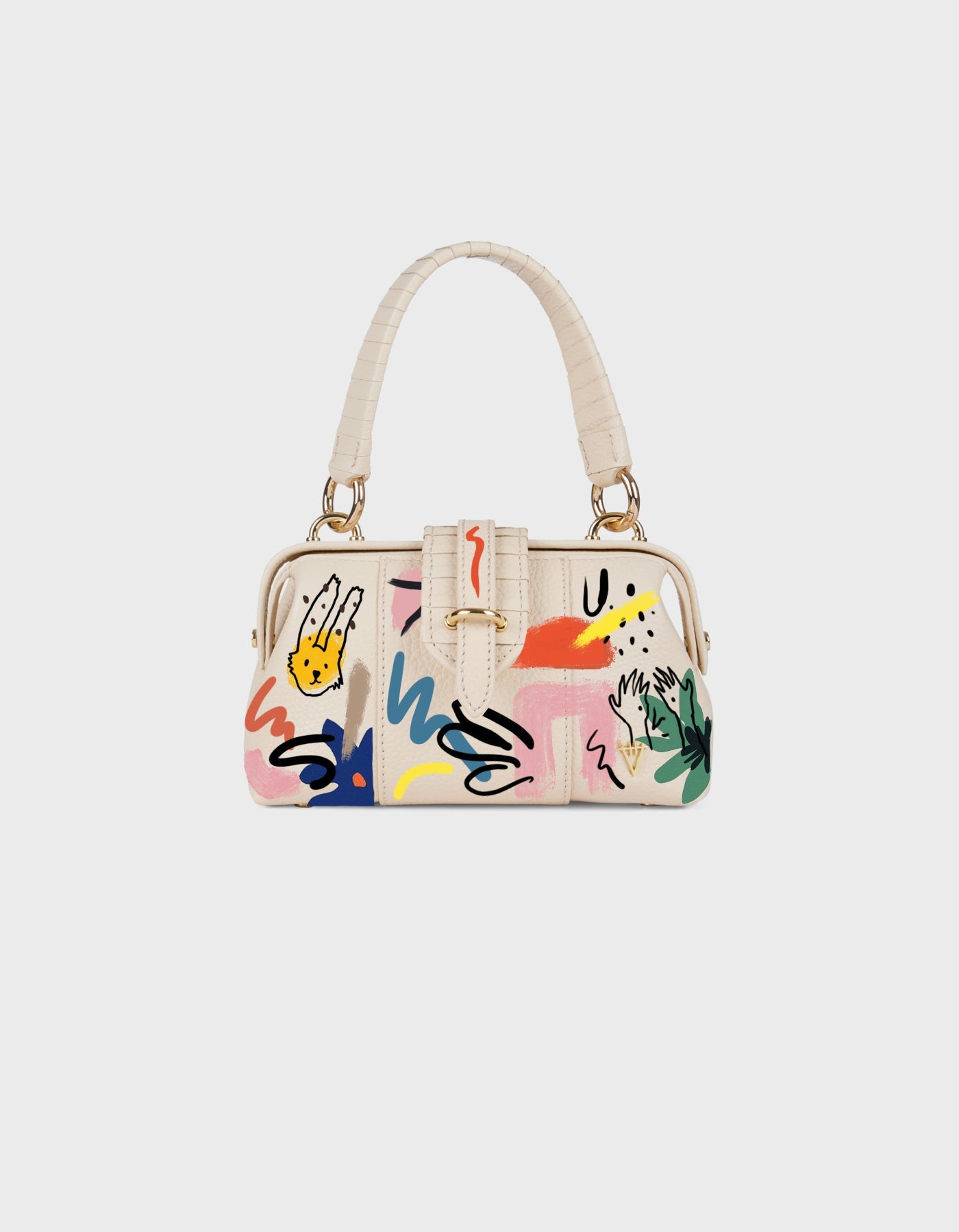 HiVa Atelier | Mini Nubes Doctor Bag - Hand-Painted Bone Surreal Strokes | Beautiful and Versatile Leather Accessories