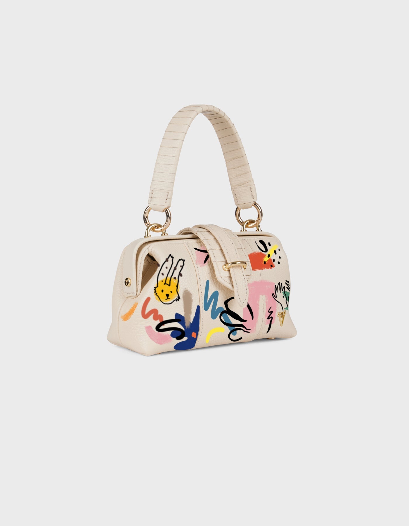 HiVa Atelier | Mini Nubes Doctor Bag - Hand-Painted Bone Surreal Strokes | Beautiful and Versatile Leather Accessories