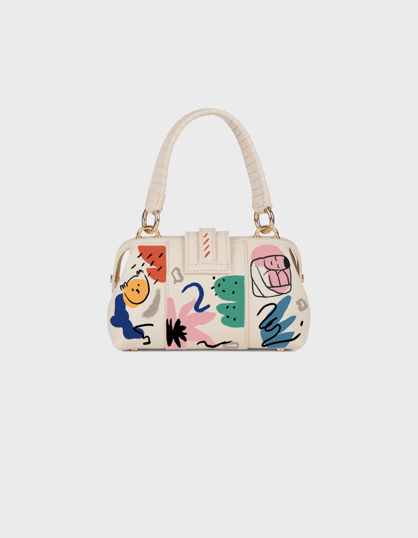 HiVa Atelier | Mini Nubes Doctor Bag - Hand-Painted Bone Surreal Strokes | Beautiful and Versatile Leather Accessories