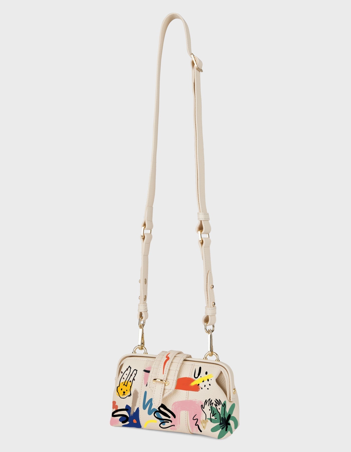 HiVa Atelier | Mini Nubes Doctor Bag - Hand-Painted Bone Surreal Strokes | Beautiful and Versatile Leather Accessories