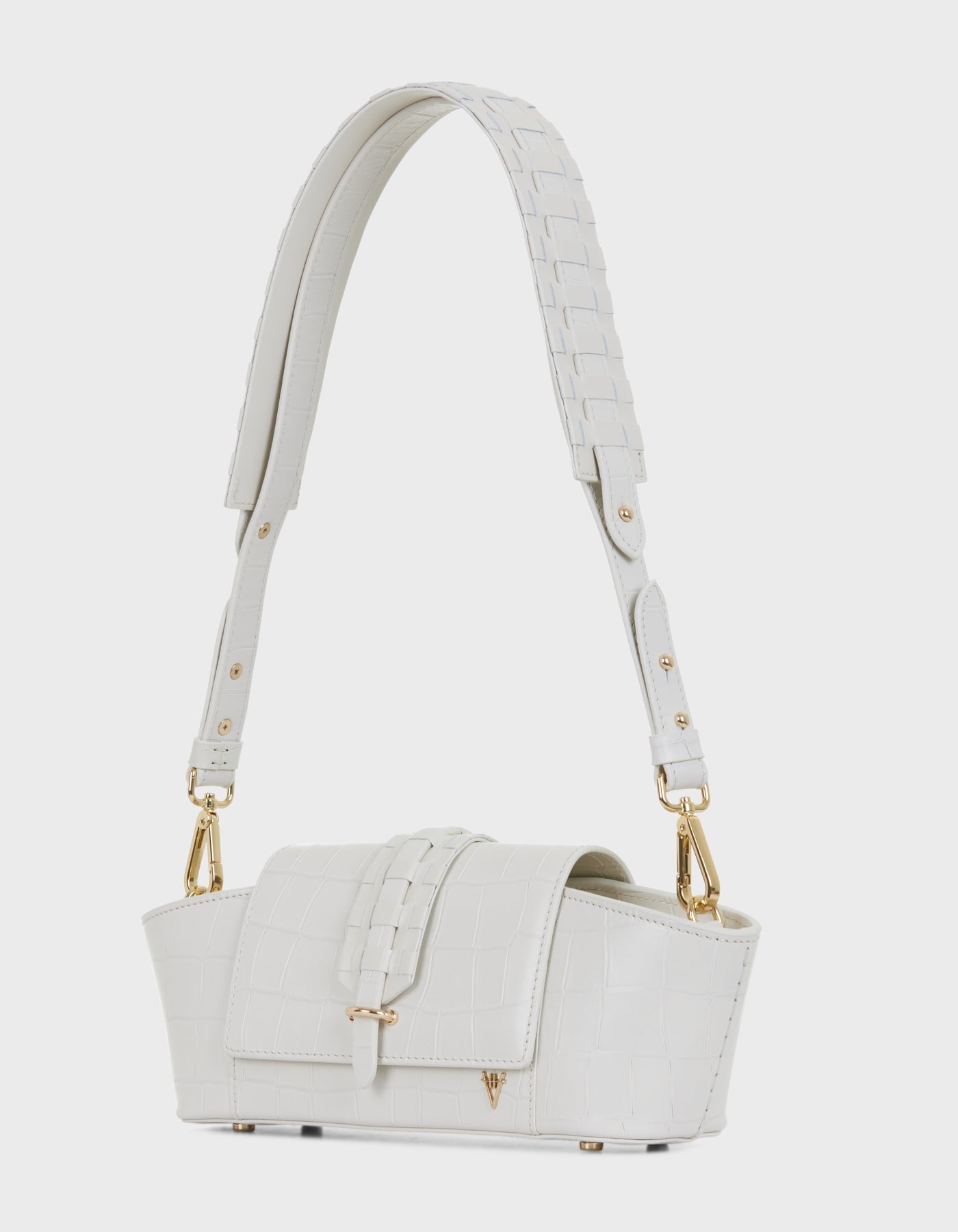 HiVa Atelier | Navis Shoulder Bag Croco Effect Bone | Her Tarza Uygun Deri Aksesuarlar