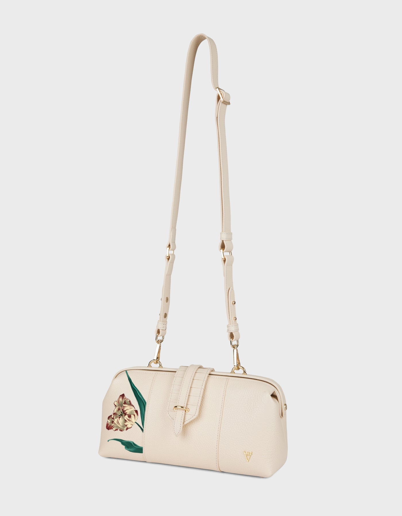 Hiva Atelier | Nubes Doctor Bag - Hand-Painted Bone Lily | Beautiful and Versatile Leather Accessories