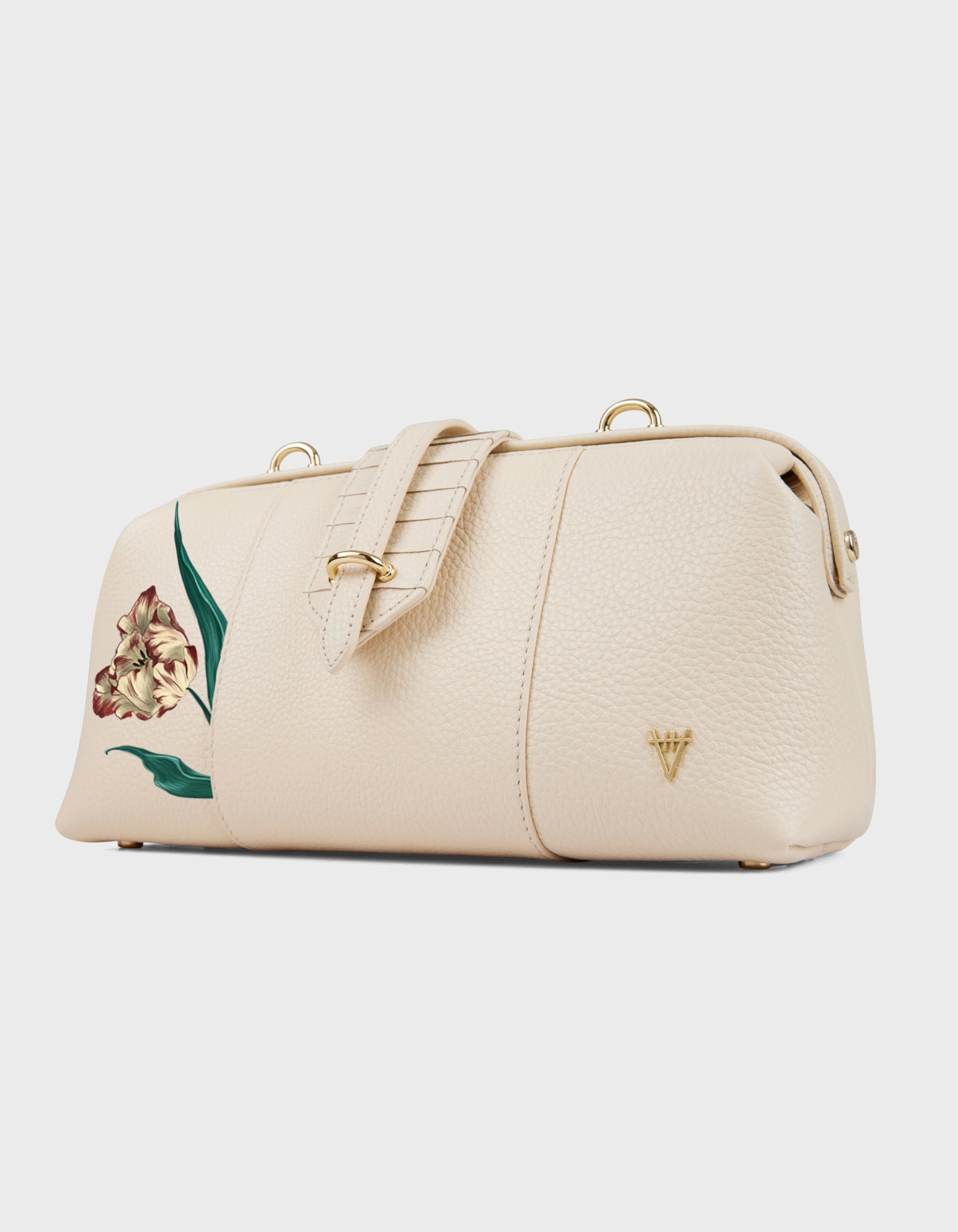 Hiva Atelier | Nubes Doctor Bag - Hand-Painted Bone Lily | Beautiful and Versatile Leather Accessories