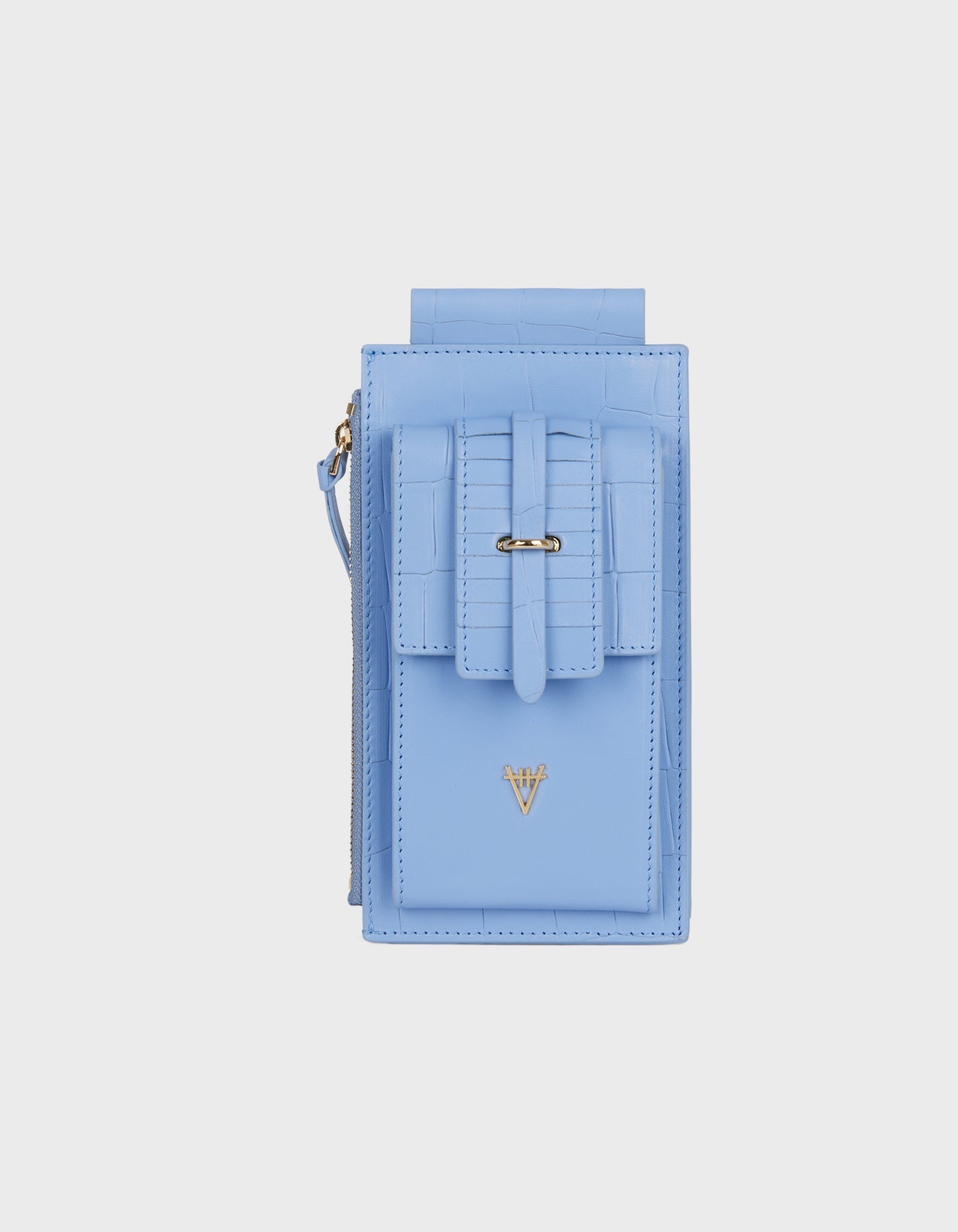 HiVa Atelier | Crossbody Phone Bag Croco Effect Tranquil Blue | Her Tarza Uygun Deri Aksesuarlar