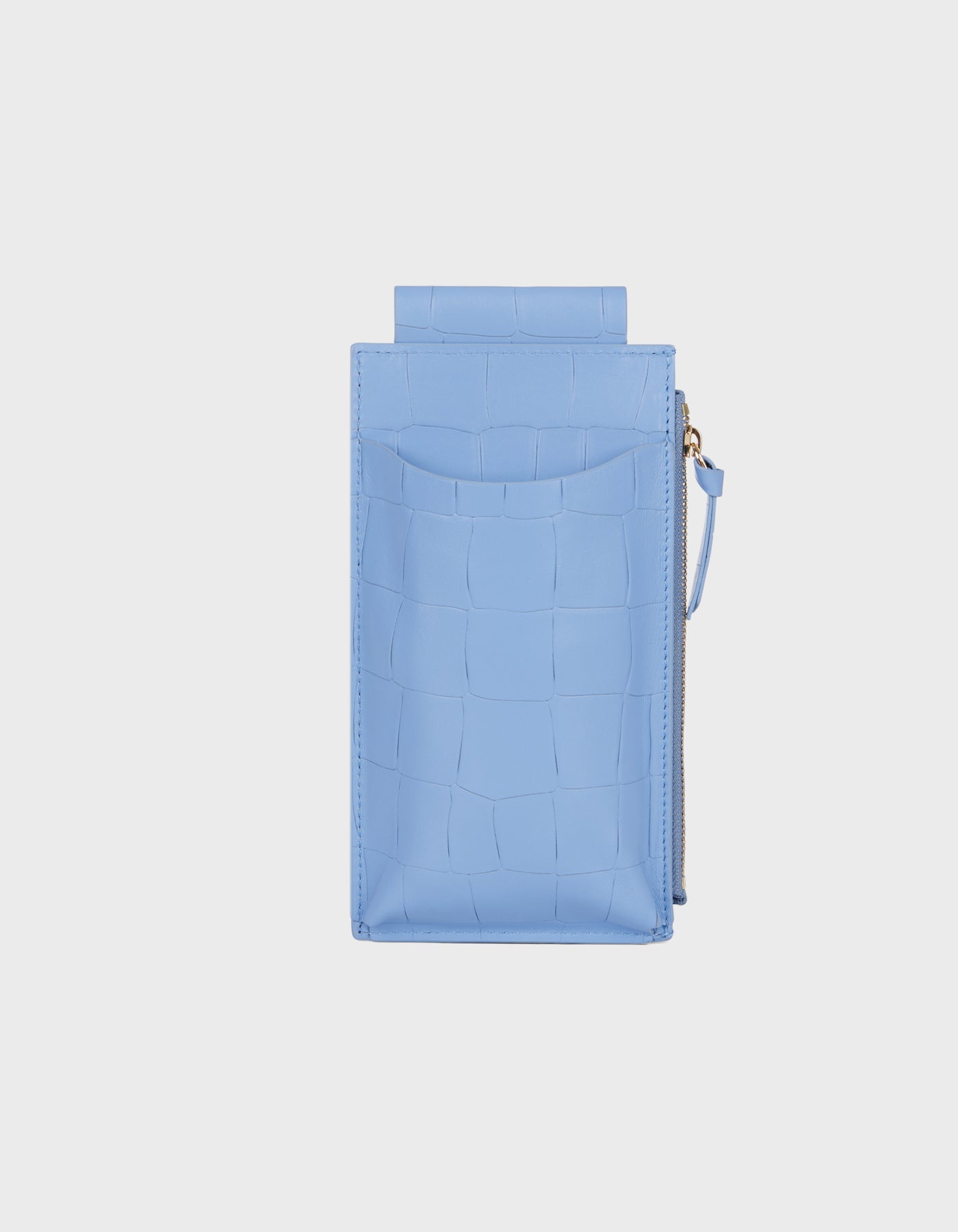 HiVa Atelier | Crossbody Phone Bag Croco Effect Tranquil Blue | Her Tarza Uygun Deri Aksesuarlar