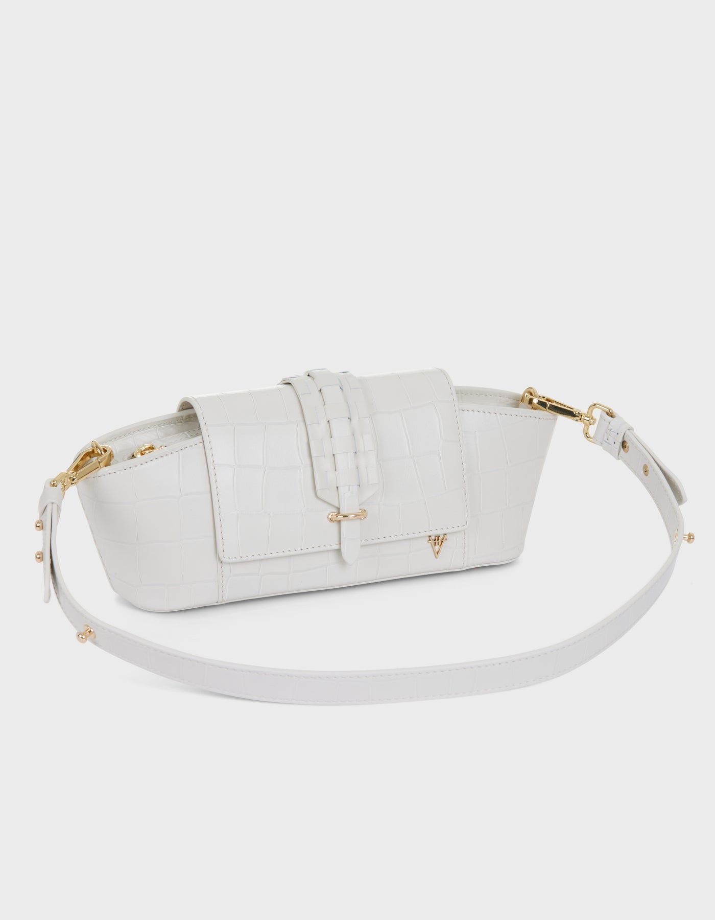 HiVa Atelier | Navis Shoulder Bag Croco Effect Bone | Her Tarza Uygun Deri Aksesuarlar