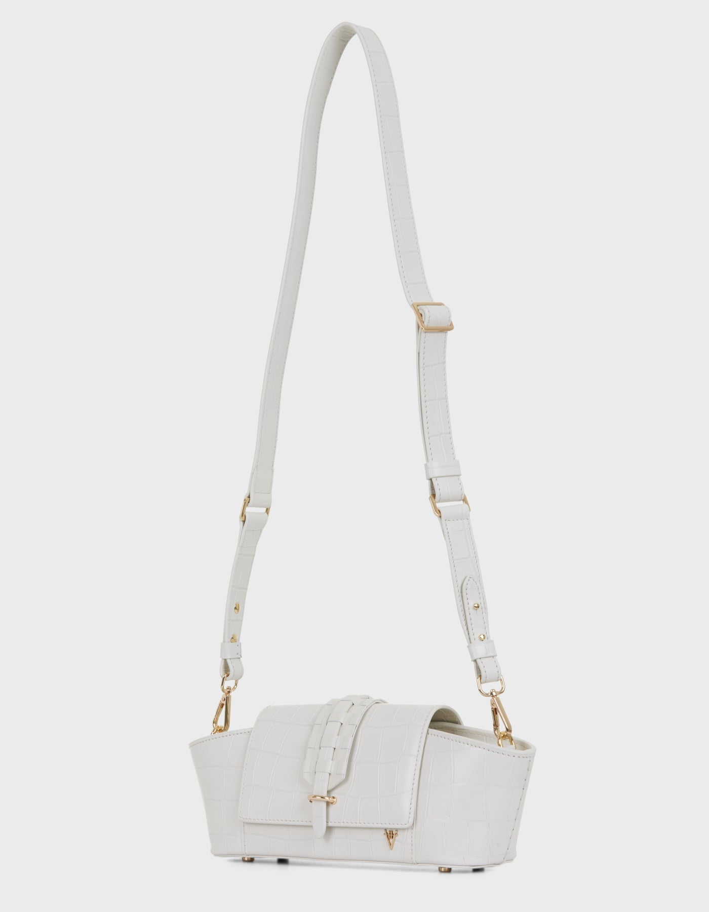 HiVa Atelier | Navis Shoulder Bag Croco Effect Bone | Her Tarza Uygun Deri Aksesuarlar