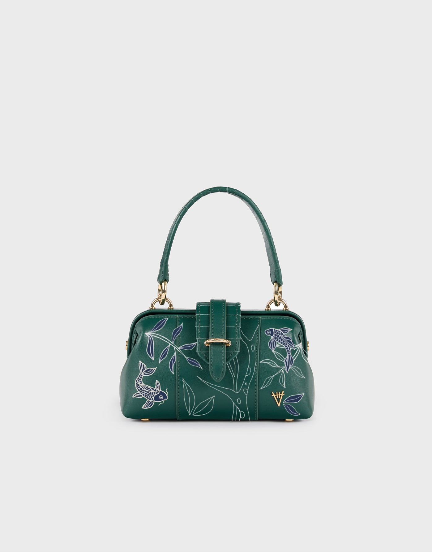 HiVa Atelier | Mini Nubes Doctor Bag - Hand-Painted Deep Emerald | Beautiful and Versatile Leather Accessories