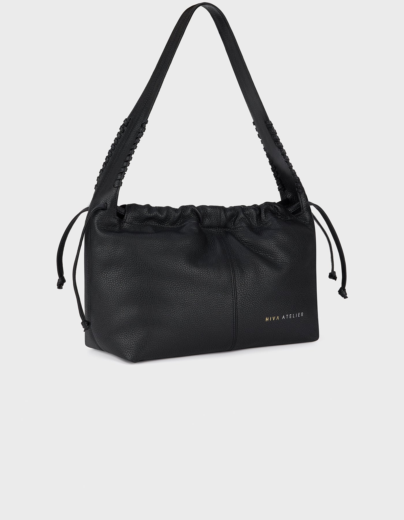 Hiva Atelier | All Day Midi Bucket Bag Black Flotter | Beautiful and Versatile Leather Accessories