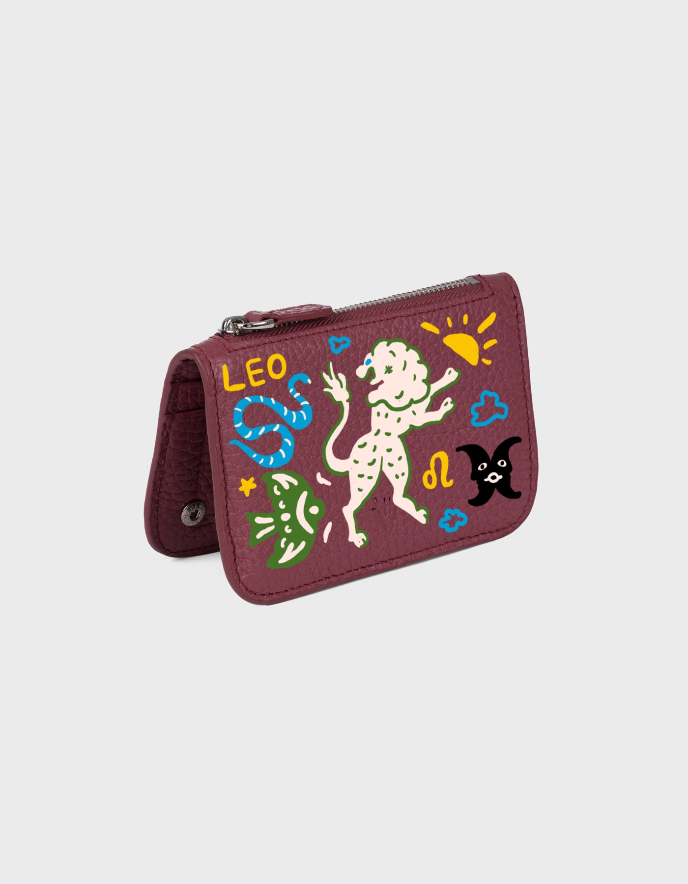 Hiva Atelier | Alae Zodiac Edition - Hand-Painted Burgundy Leo | Beautiful and Versatile Leather Accessories