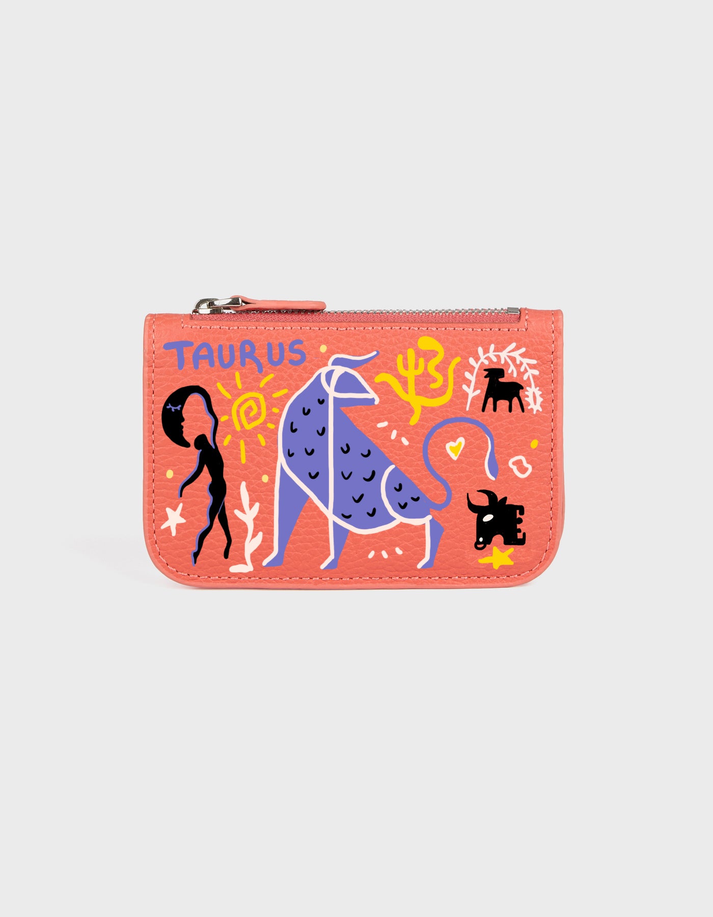 Hiva Atelier | Alae Zodiac Edition - Hand-Painted Coral Taurus | Beautiful and Versatile Leather Accessories
