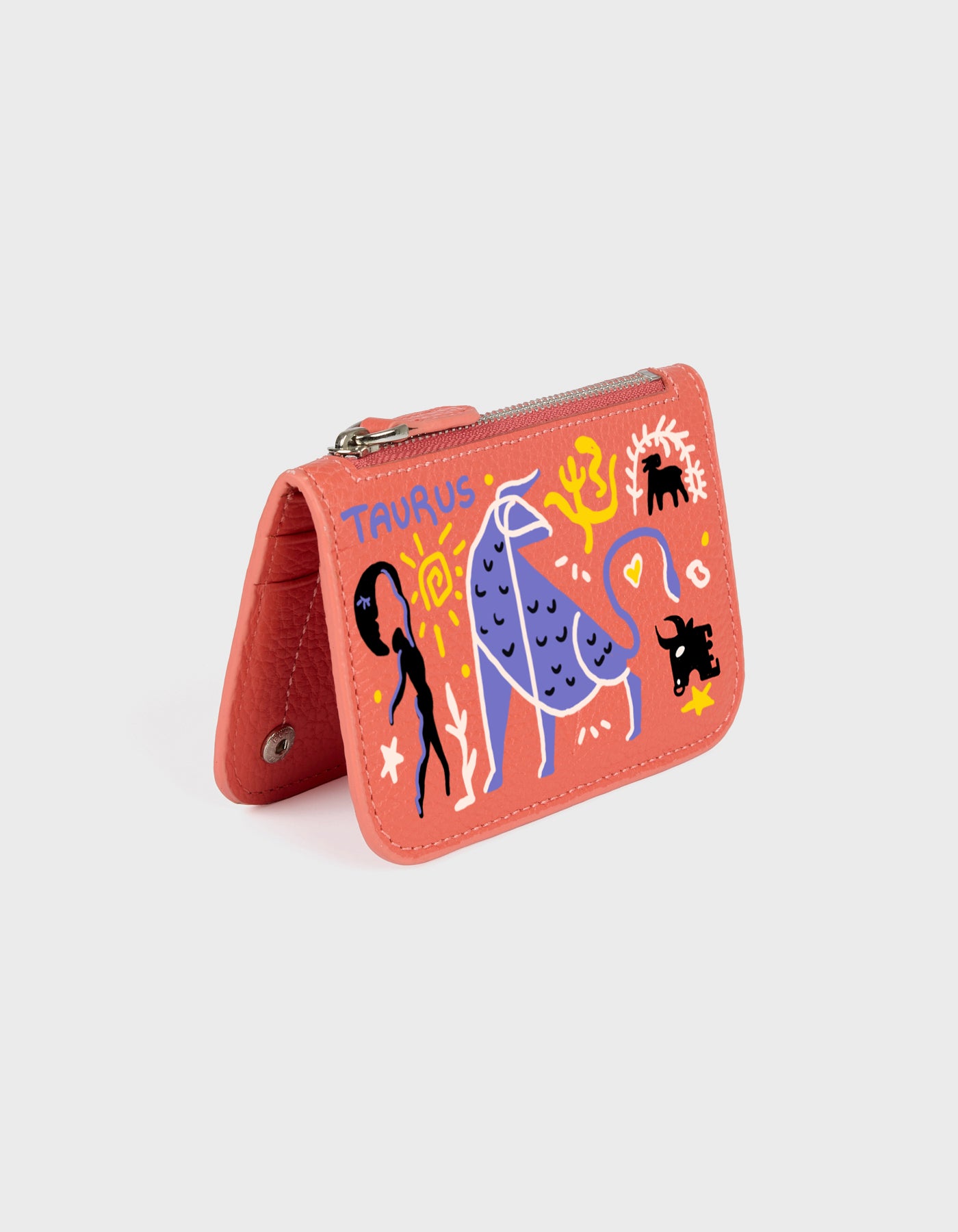 Hiva Atelier | Alae Zodiac Edition - Hand-Painted Coral Taurus | Beautiful and Versatile Leather Accessories