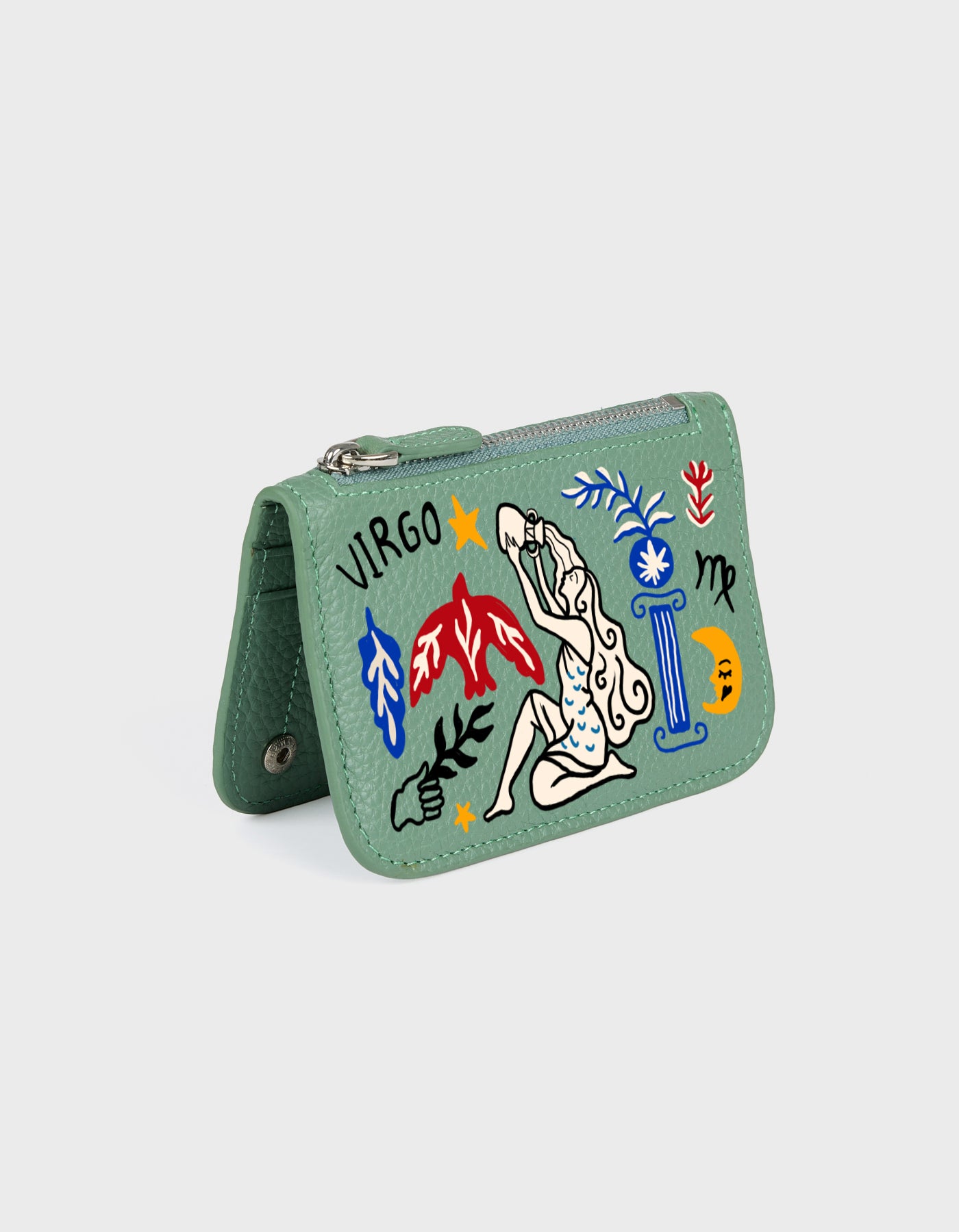 Hiva Atelier | Alae Zodiac Edition - Hand-Painted Mint Virgo | Beautiful and Versatile Leather Accessories
