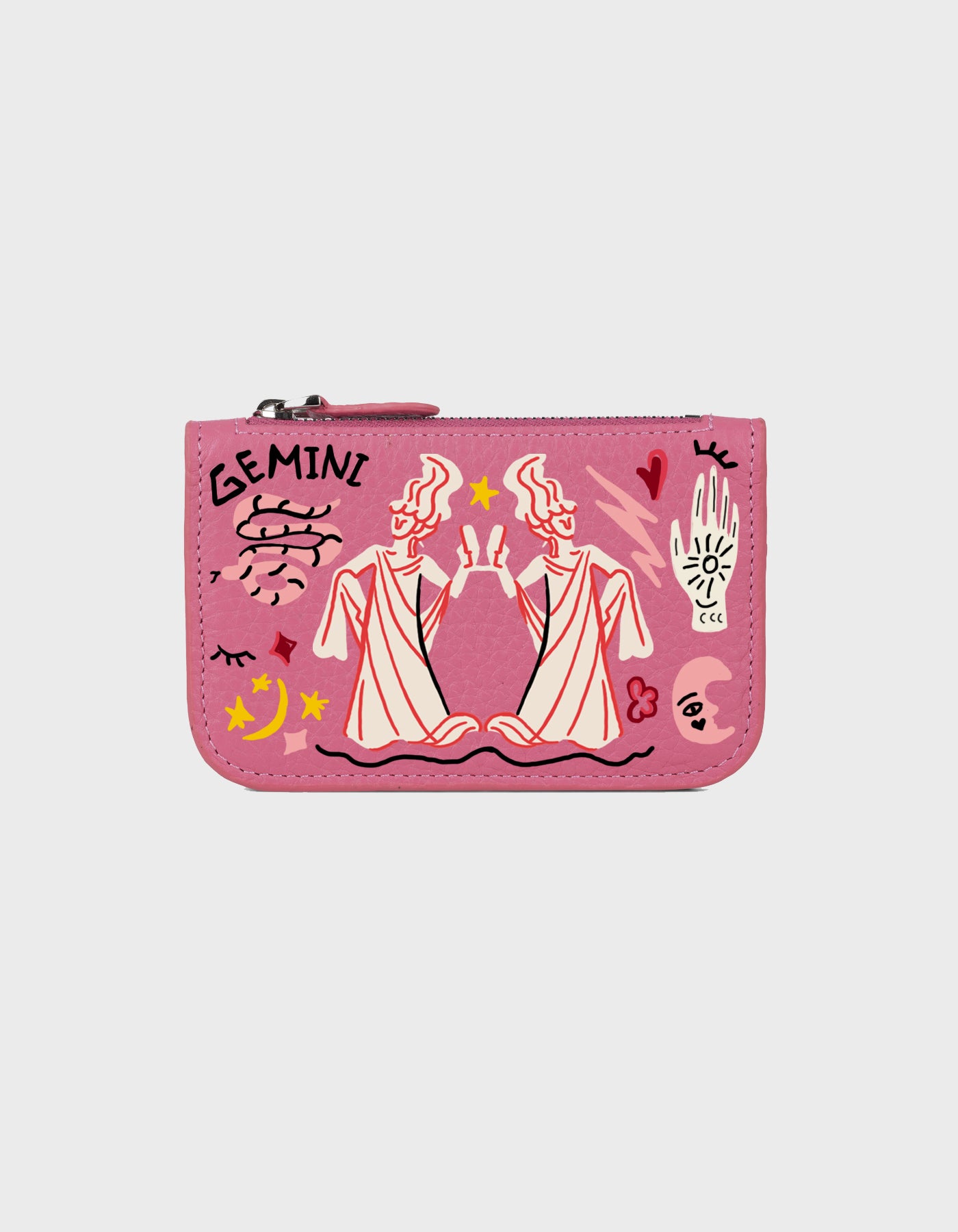Hiva Atelier | Alae Zodiac Edition - Hand-Painted Pink Gemini | Beautiful and Versatile Leather Accessories