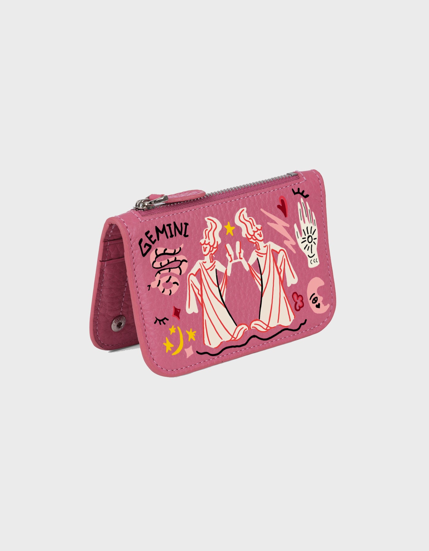 Hiva Atelier | Alae Zodiac Edition - Hand-Painted Pink Gemini | Beautiful and Versatile Leather Accessories