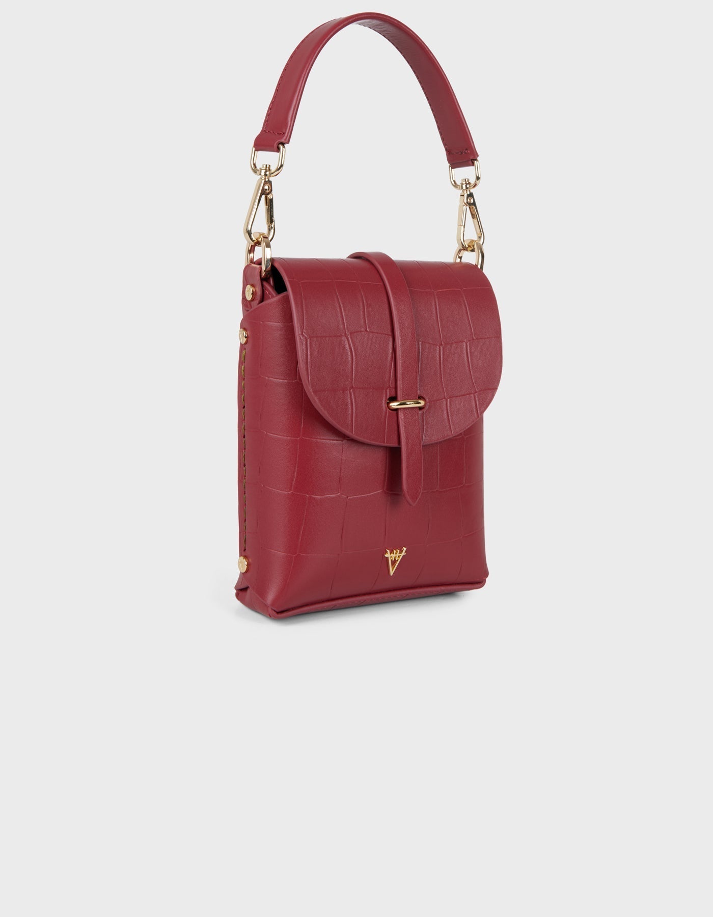 Hiva Atelier | Mini Astrum Shoulder Bag Croco Effect Raspberry | Beautiful and Versatile Leather Accessories