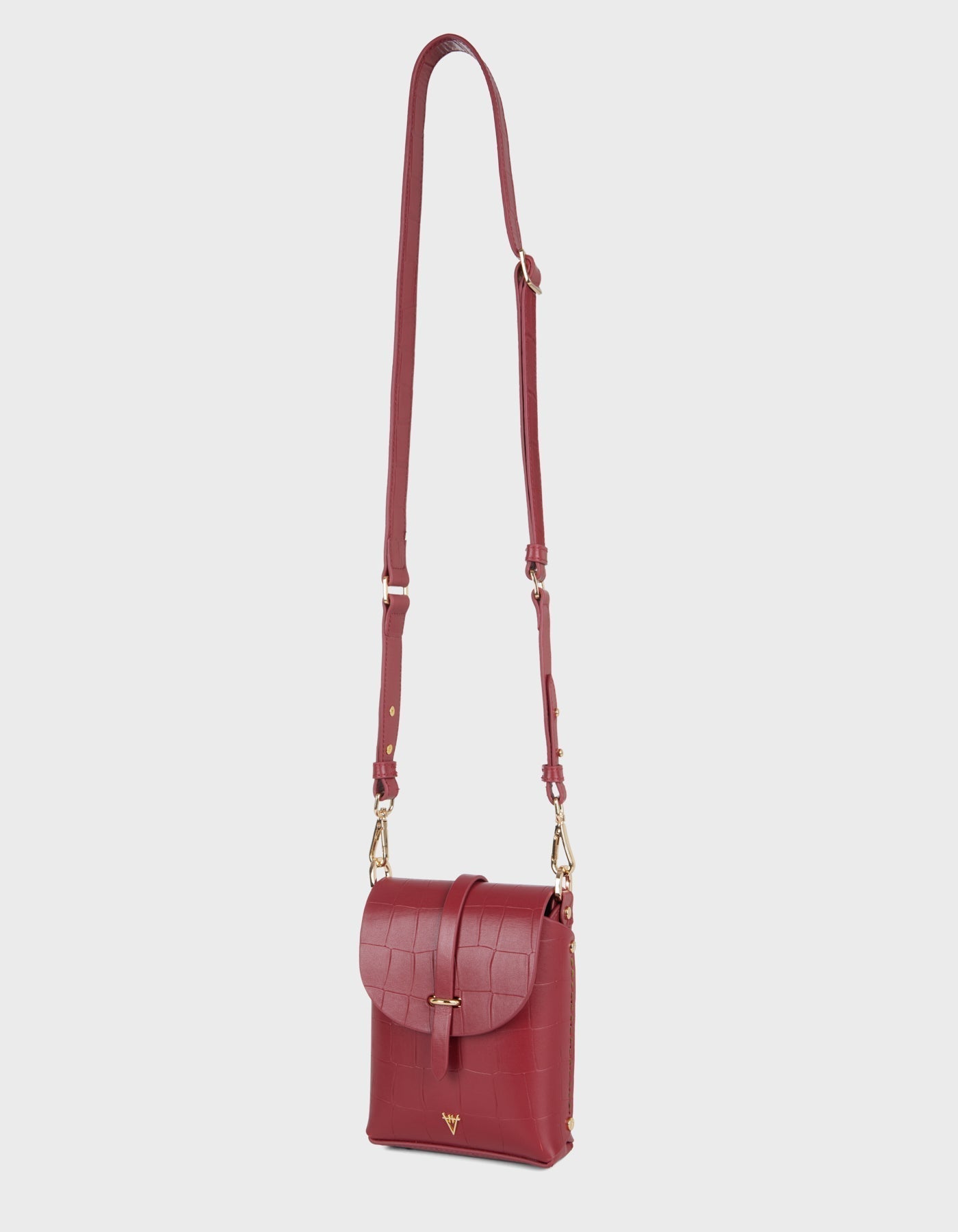Hiva Atelier | Mini Astrum Shoulder Bag Croco Effect Raspberry | Beautiful and Versatile Leather Accessories