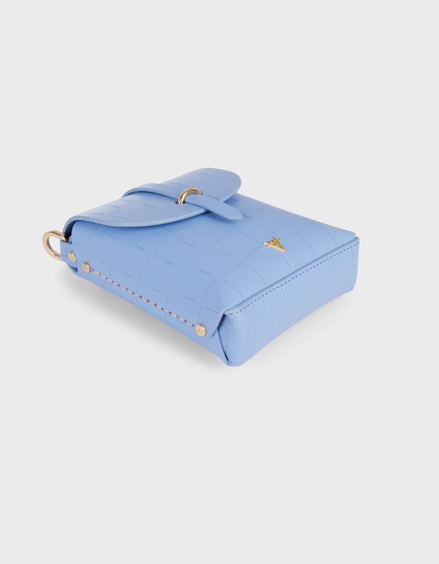 Hiva Atelier | Mini Astrum Shoulder Bag Croco Effect Tranquil Blue | Beautiful and Versatile Leather Accessories