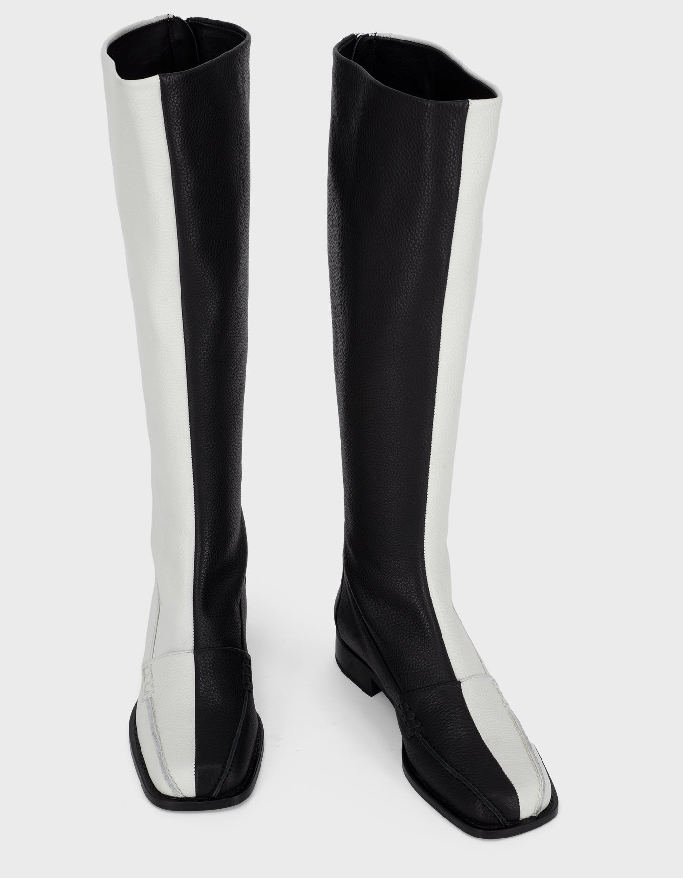 HiVa Atelier | Block Detail Knee Boots Black & Bone | Beautiful and Versatile Leather Accessories