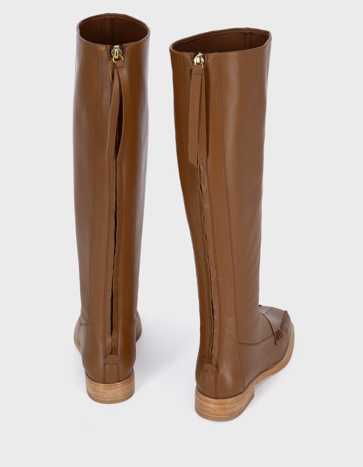 HiVa Atelier | Block Detail Knee Boots Wood | Beautiful and Versatile Leather Accessories