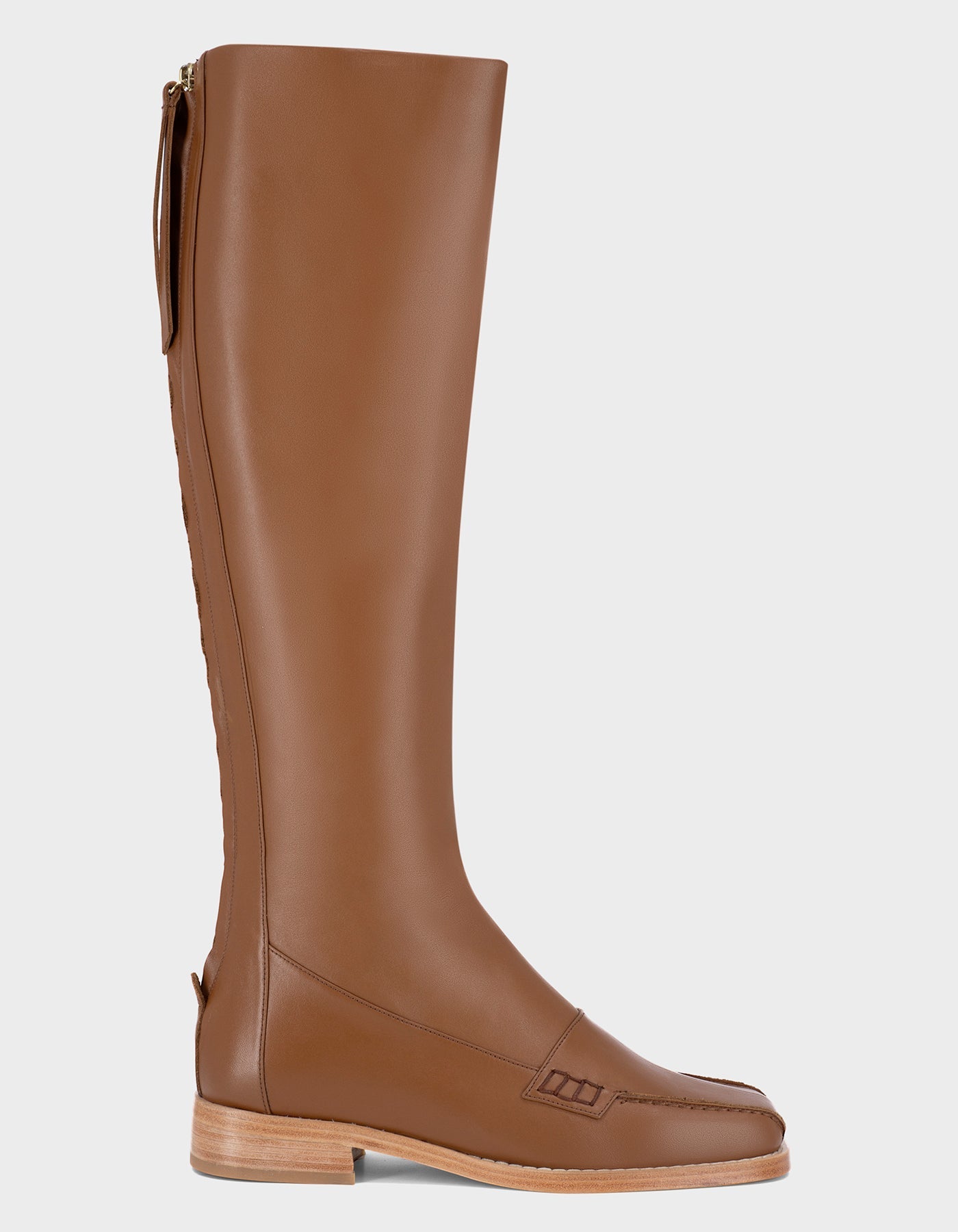 HiVa Atelier | Block Detail Knee Boots Wood | Beautiful and Versatile Leather Accessories