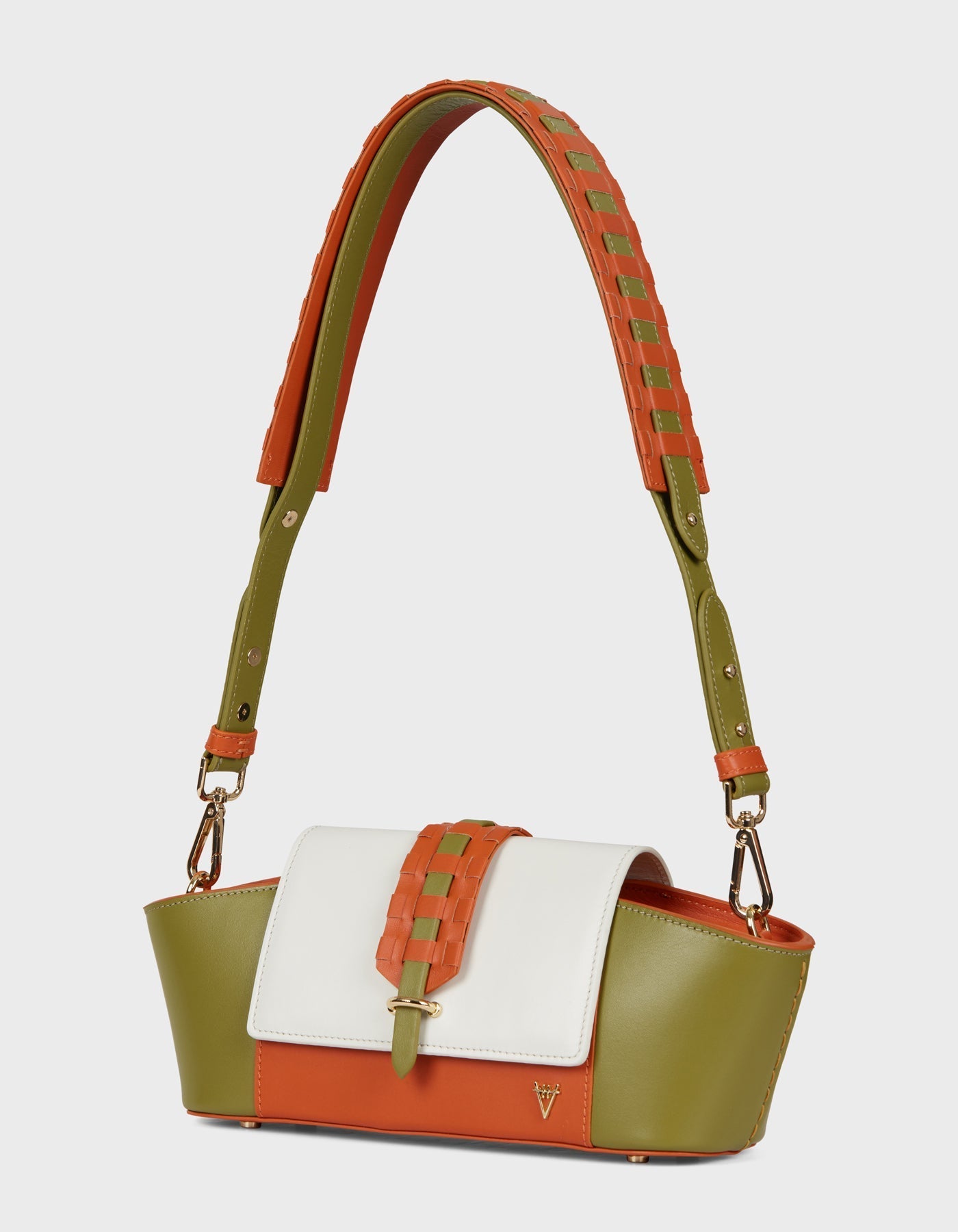 HiVa Atelier | Navis Shoulder Bag Burnt Orange & Olive & Bone | Beautiful and Versatile