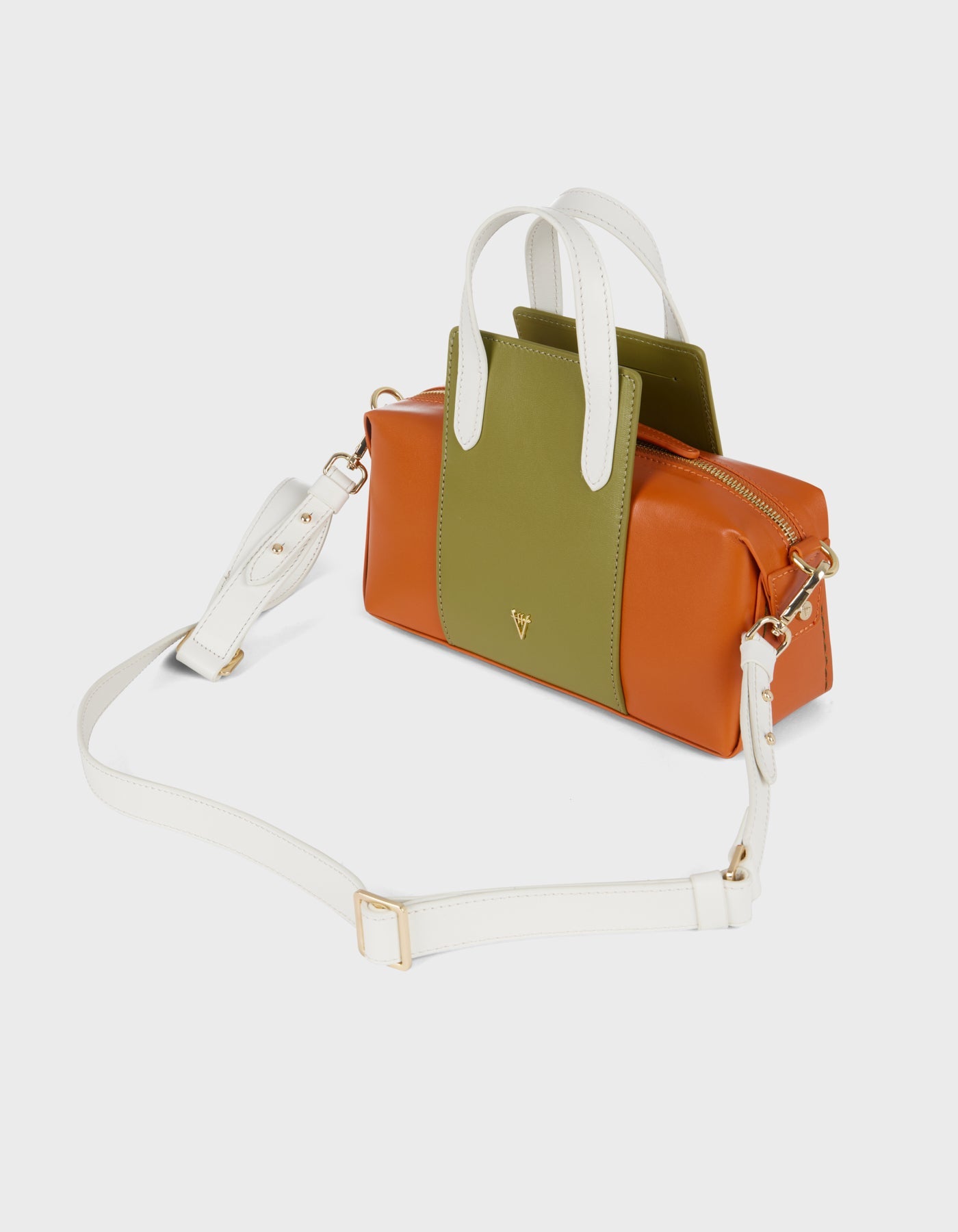 Hiva Atelier | Onsra Cylinder Shoulder Bag Burnt Orange & Olive & Bone | Beautiful and Versatile