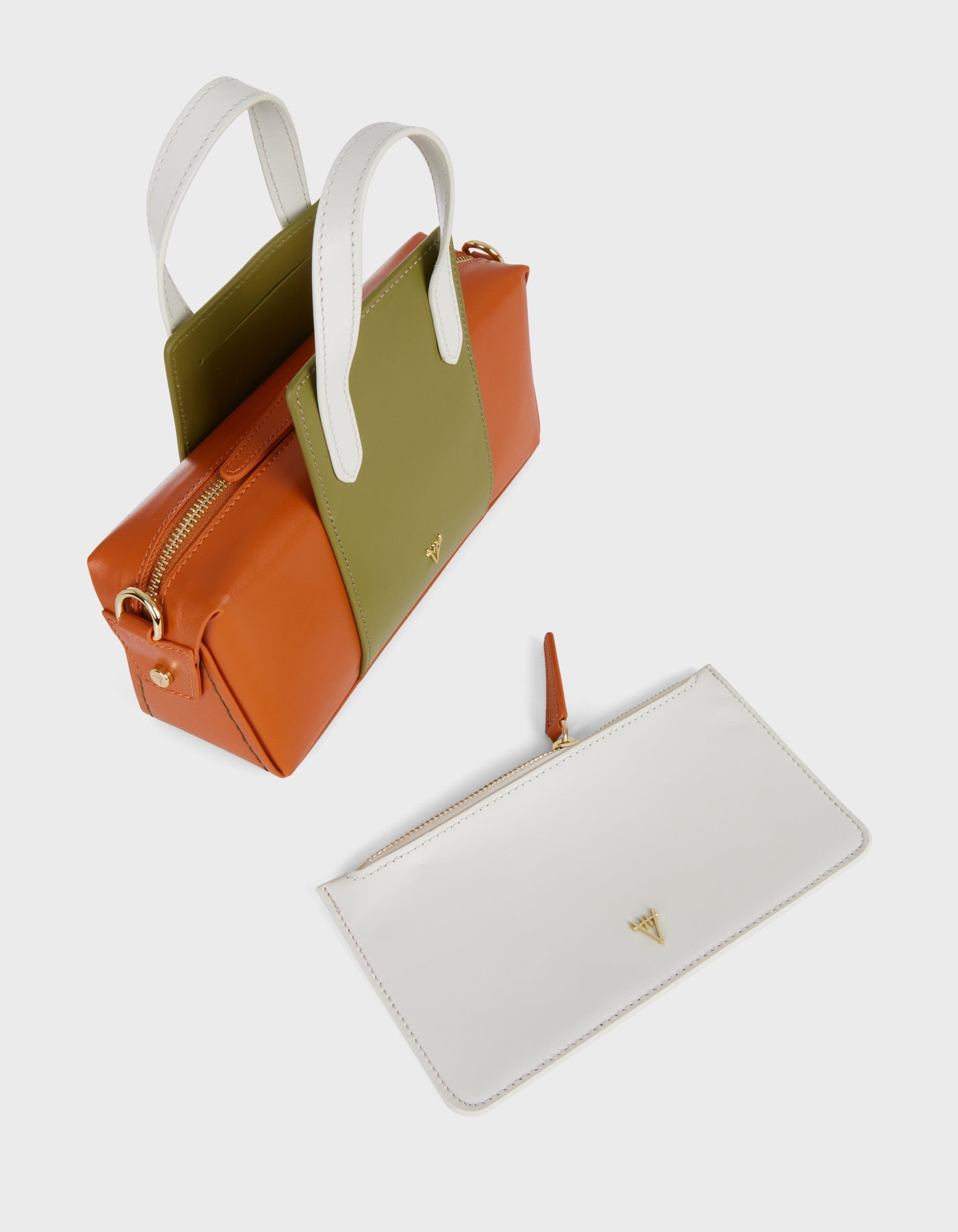 Hiva Atelier | Onsra Cylinder Shoulder Bag Burnt Orange & Olive & Bone | Beautiful and Versatile