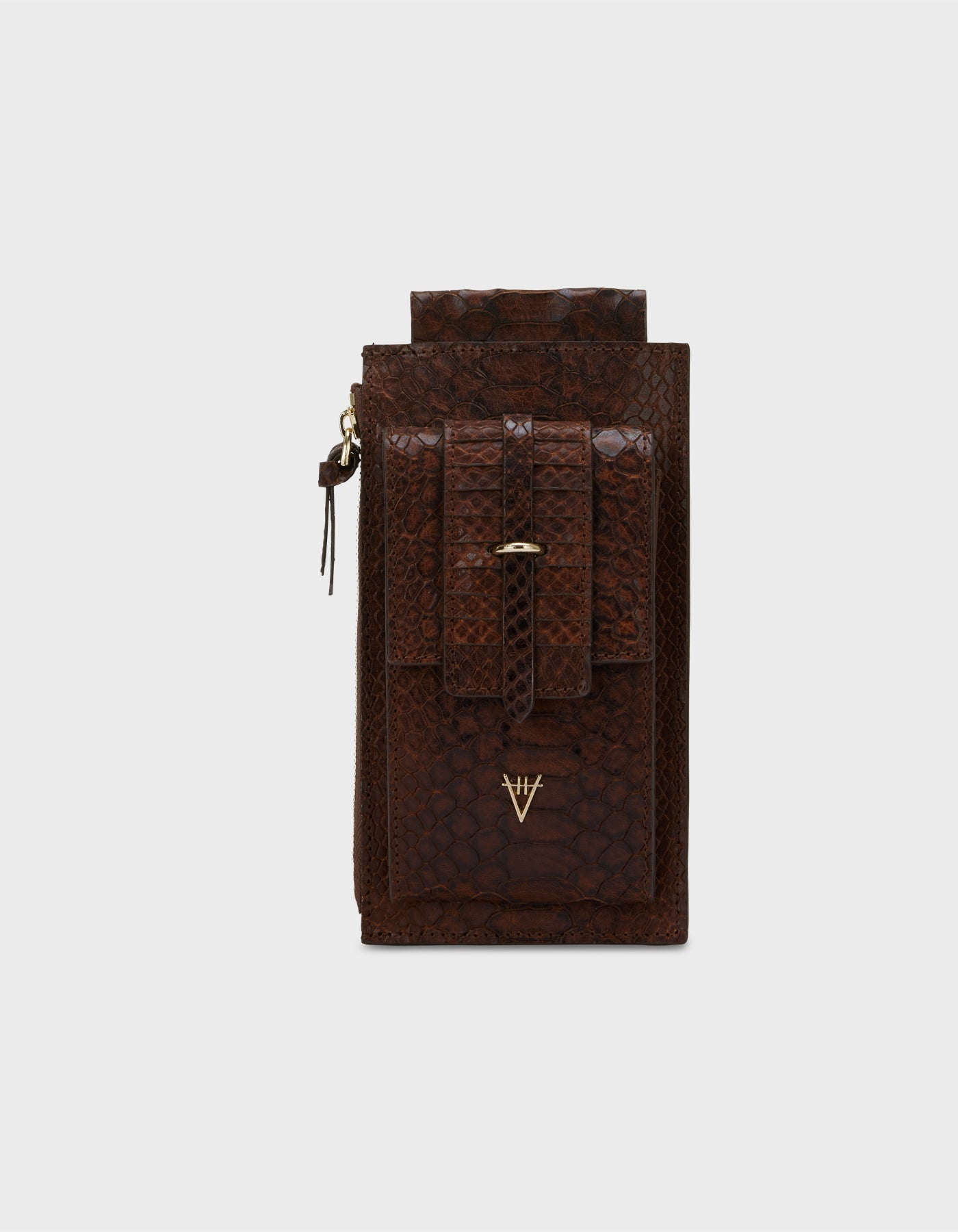 HiVa Atelier | Crossbody Phone Bag Snake Effect Cognac | Beautiful and Versatile Leather Accessories