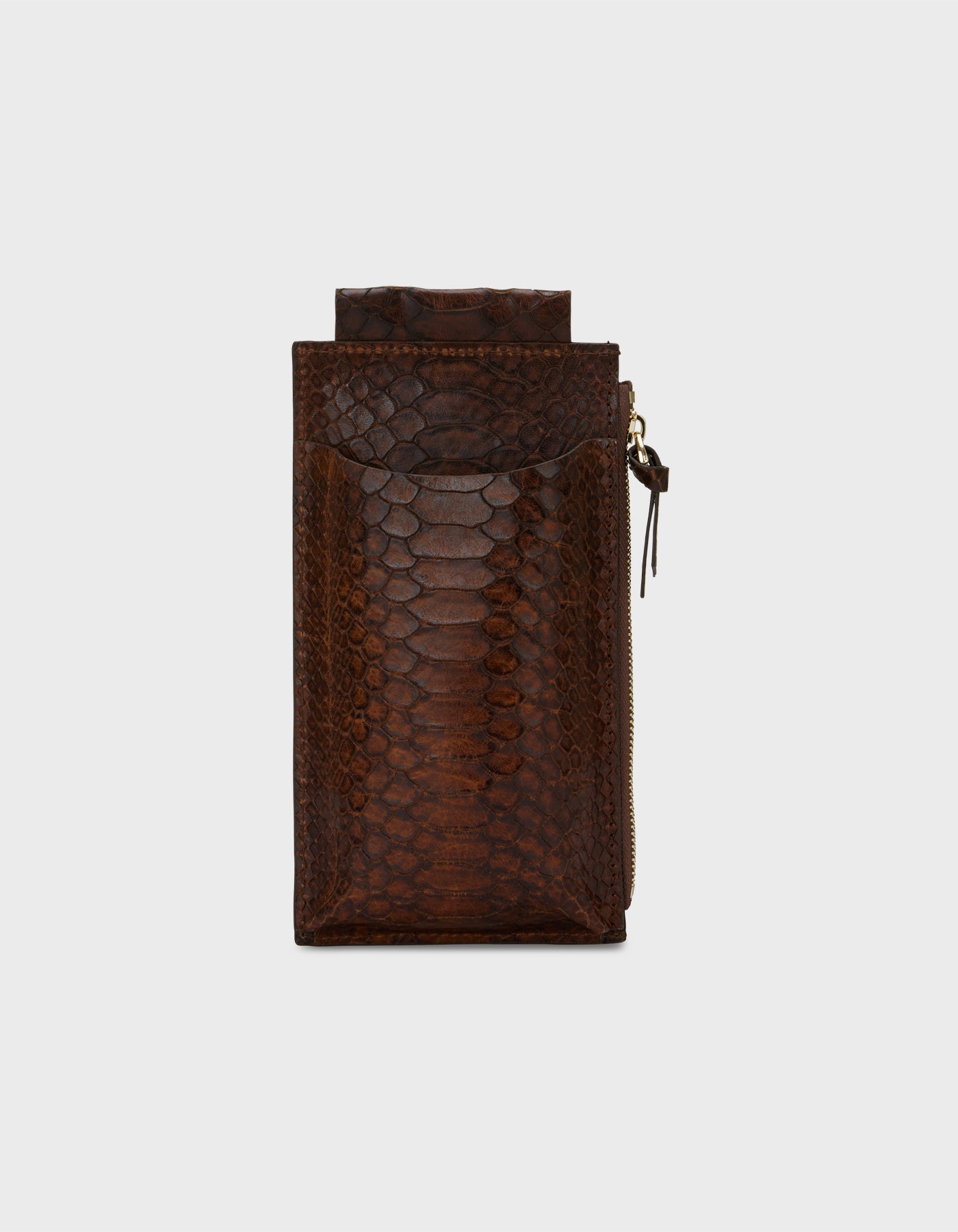 HiVa Atelier | Crossbody Phone Bag Snake Effect Cognac | Beautiful and Versatile Leather Accessories