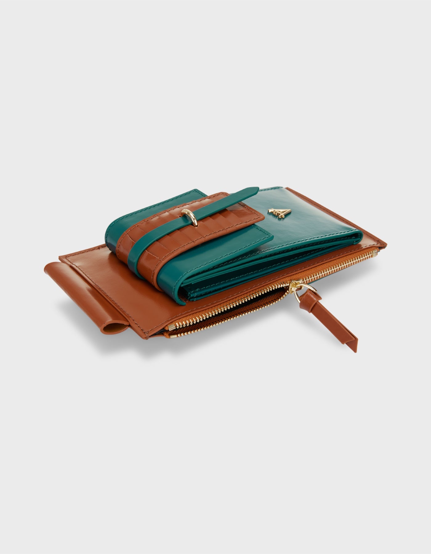 HiVa Atelier | Crossbody Phone Bag Verdigris & Bombay Brown | Beautiful and Versatile Leather Accessories