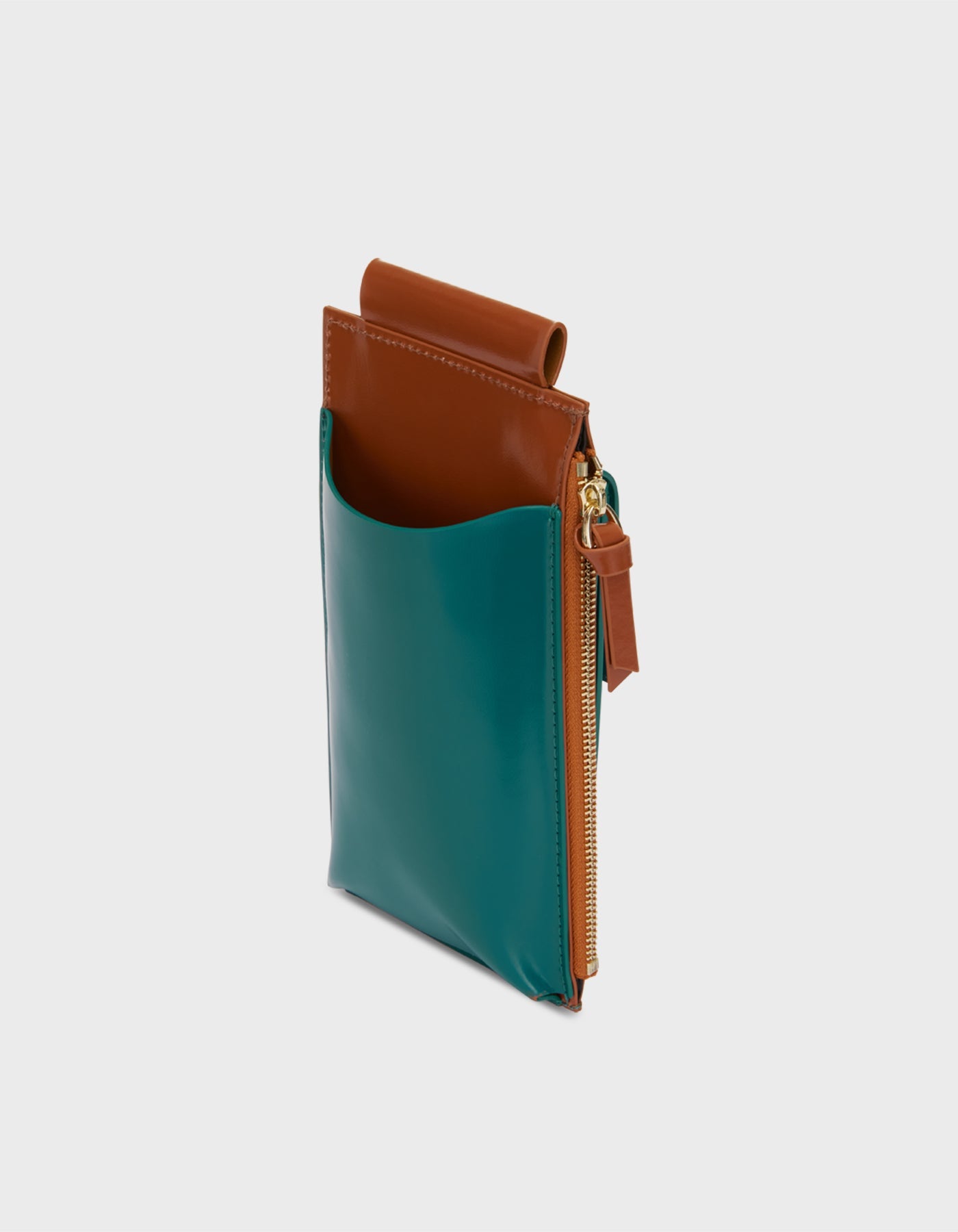 HiVa Atelier | Crossbody Phone Bag Verdigris & Bombay Brown | Beautiful and Versatile Leather Accessories