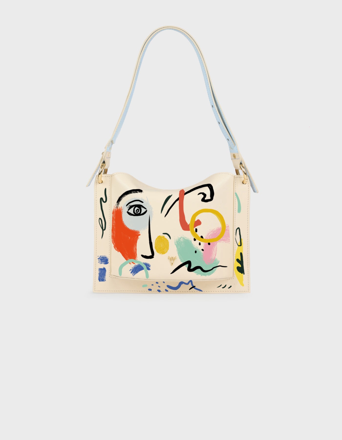 HiVa Atelier | Dalia Mini Sleek & Square Shoulder Bag - Hand-Painted Bone Dream Ecoes | Beautiful and Versatile Leather Accessories