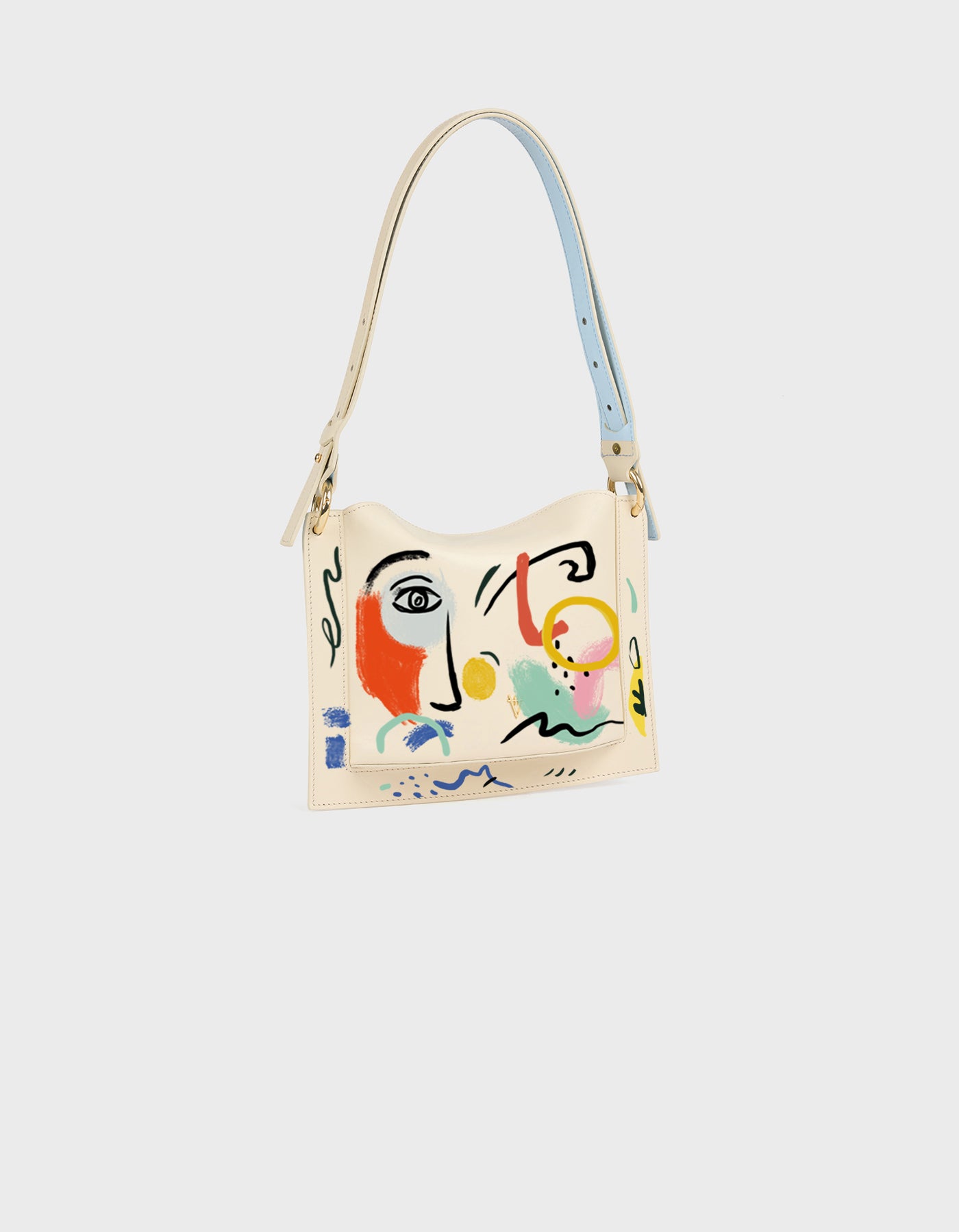 HiVa Atelier | Dalia Mini Sleek & Square Shoulder Bag - Hand-Painted Bone Dream Ecoes | Beautiful and Versatile Leather Accessories