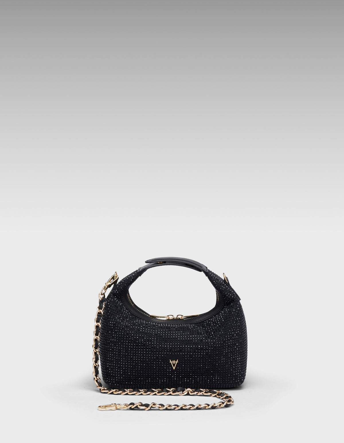 HiVa Atelier | Mini Croissant Black Crystal | Beautiful and Versatile Leather Accessories