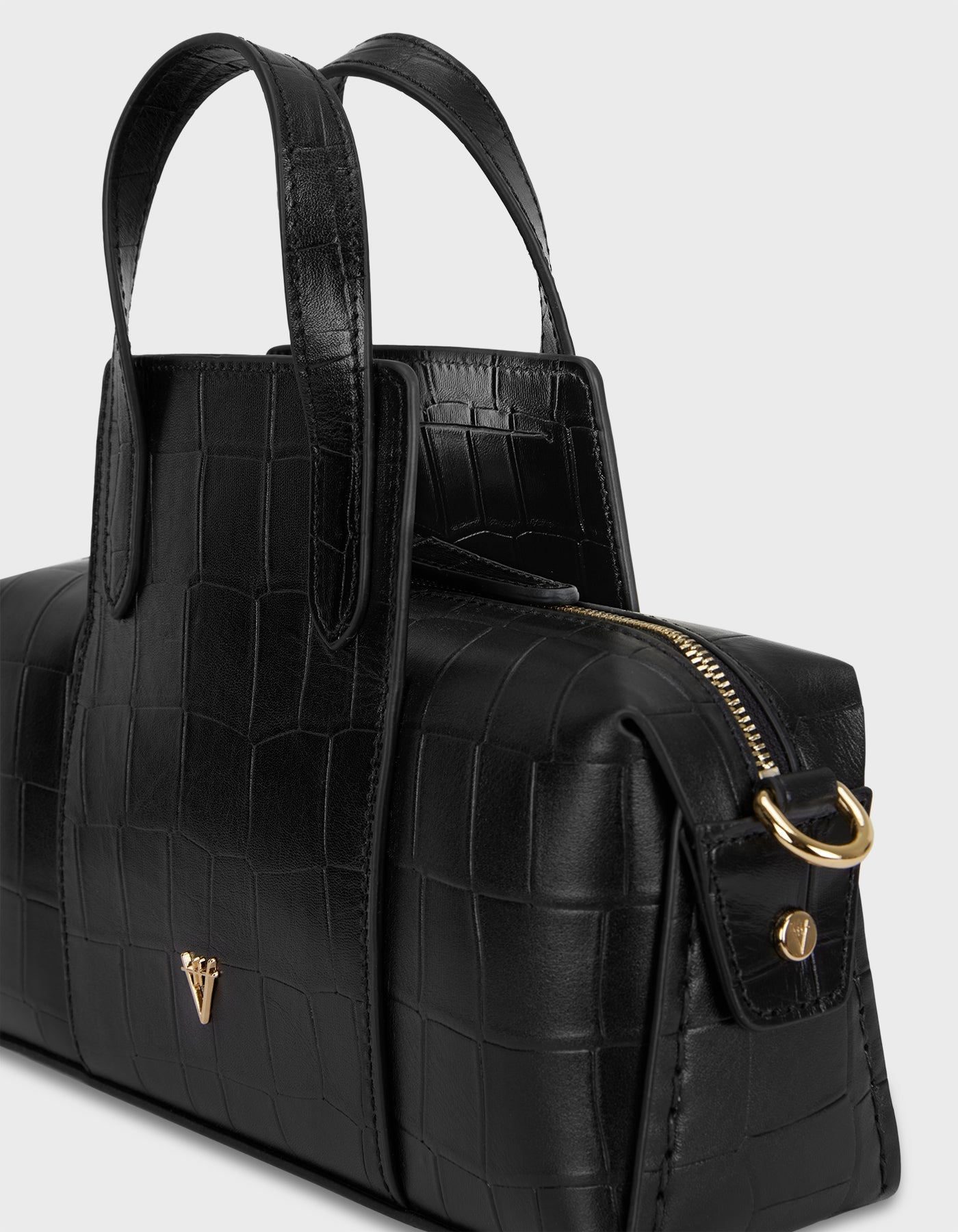Hiva Atelier | Onsra Cylinder Shoulder Bag Croco Effect Black | Beautiful and Versatile