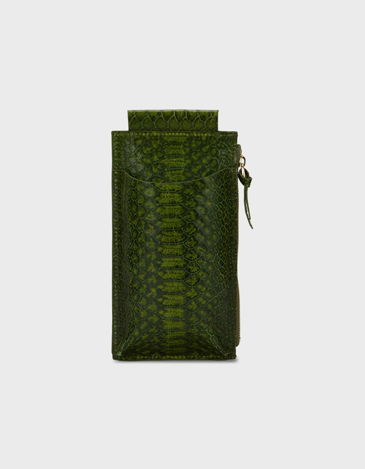 HiVa Atelier | Crossbody Phone Bag Snake Effect Olive | Beautiful and Versatile Leather Accessories