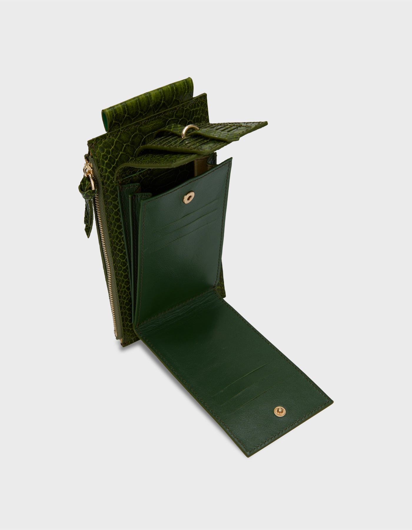 HiVa Atelier | Crossbody Phone Bag Snake Effect Olive | Beautiful and Versatile Leather Accessories