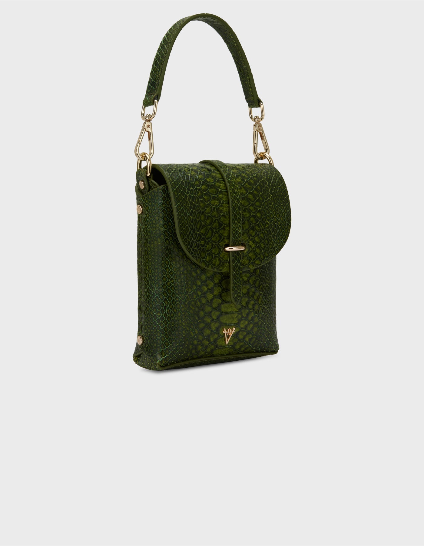 Hiva Atelier | Mini Astrum Shoulder Bag Snake Effect Olive | Beautiful and Versatile Leather Accessories