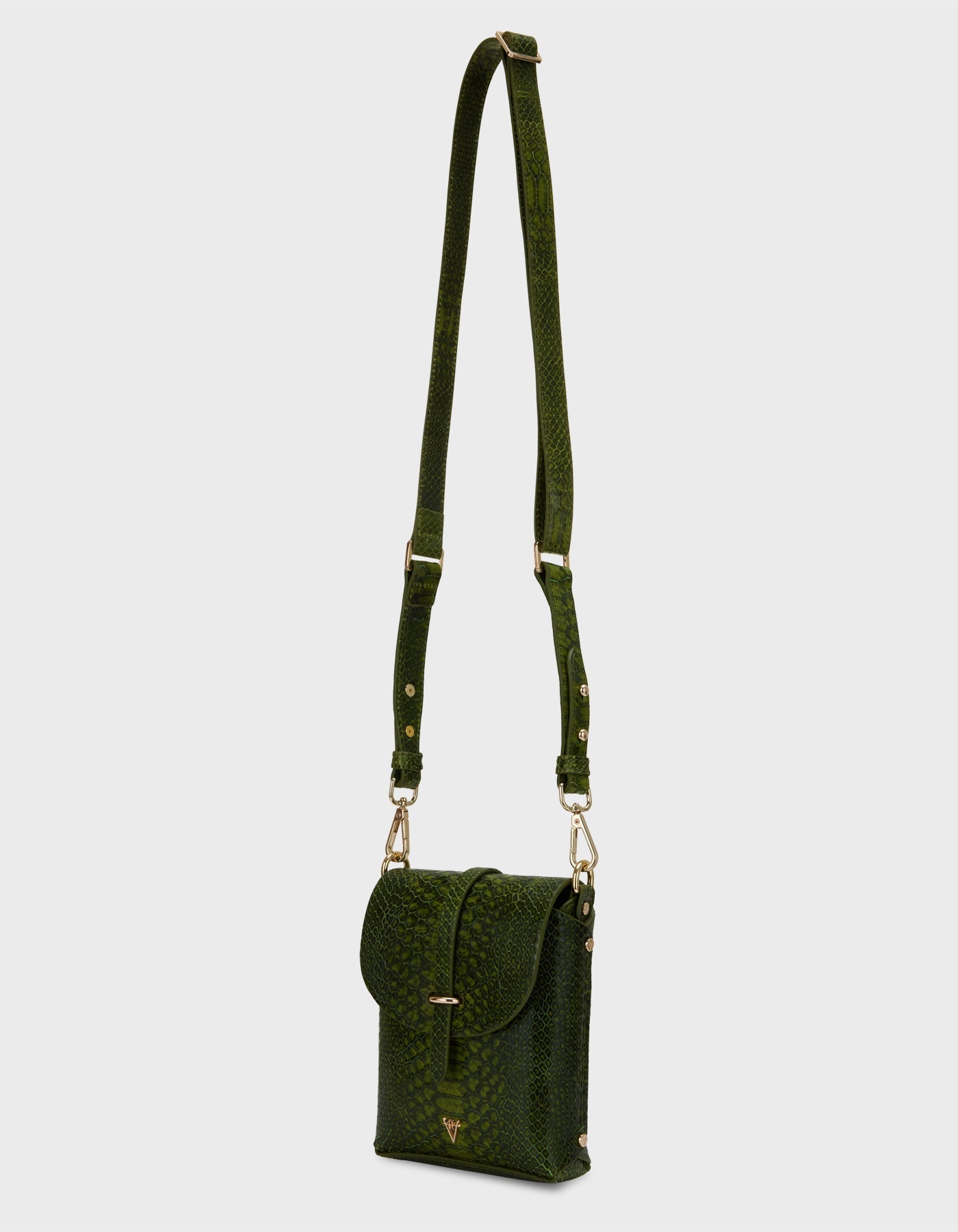 Hiva Atelier | Mini Astrum Shoulder Bag Snake Effect Olive | Beautiful and Versatile Leather Accessories