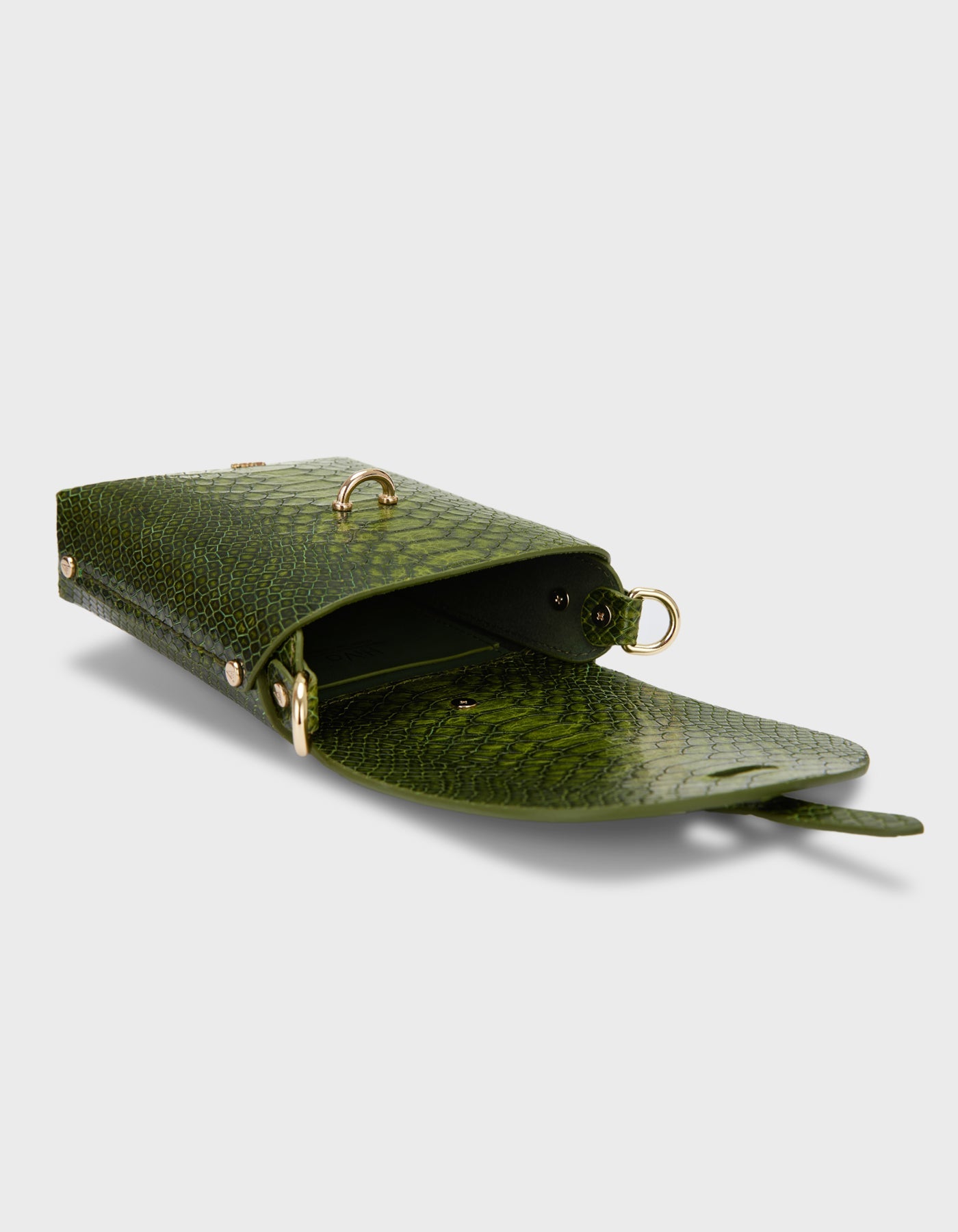 Hiva Atelier | Mini Astrum Shoulder Bag Snake Effect Olive | Beautiful and Versatile Leather Accessories