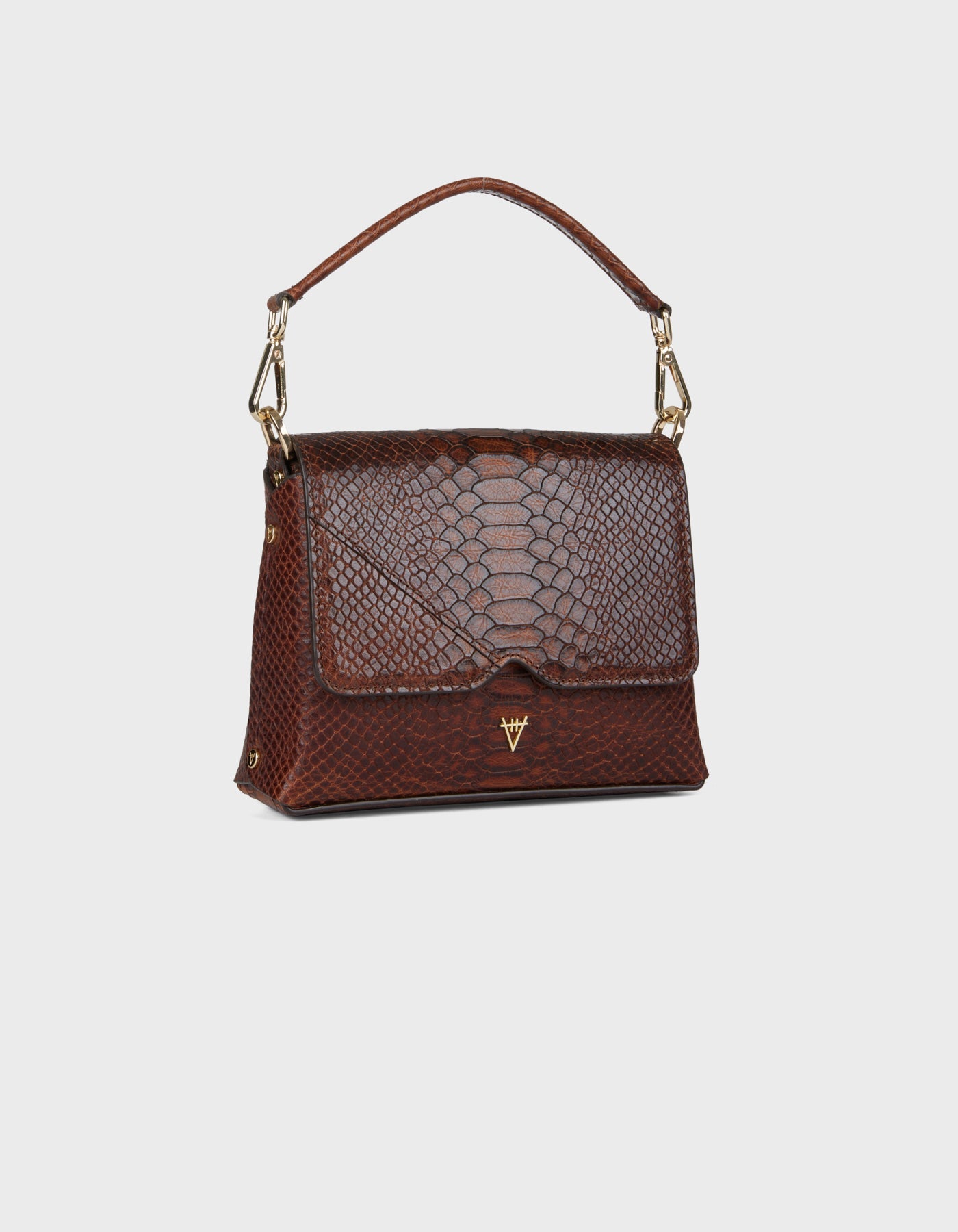 HiVa Atelier | Mini Mare Shoulder Bag Snake Effect Cognac | Beautiful and Versatile Leather Accessories