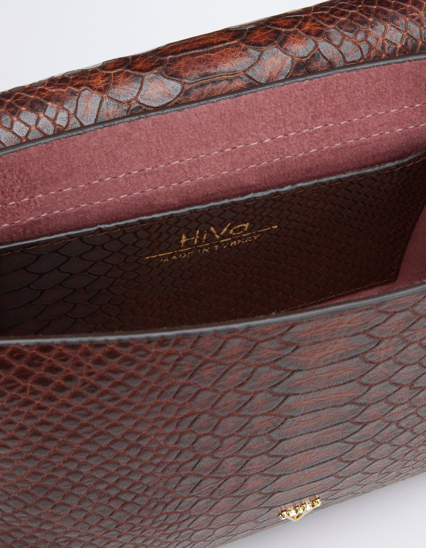 HiVa Atelier | Mini Mare Shoulder Bag Snake Effect Cognac | Beautiful and Versatile Leather Accessories